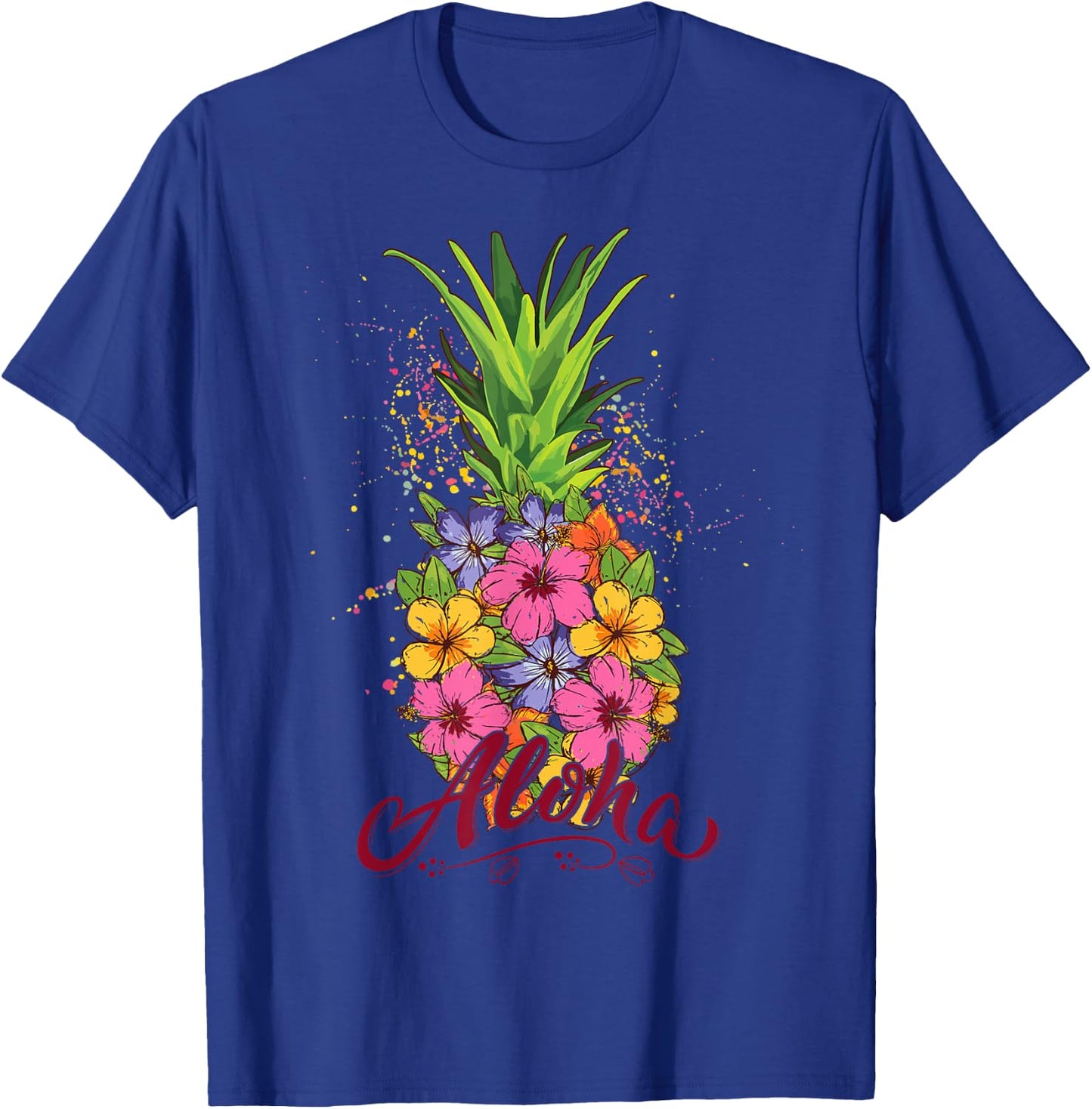 Hawaiian-Shirt Aloha Hawaii Kids Girl Women Pineapple Floral T-Shirt - T-Shirt | Royal