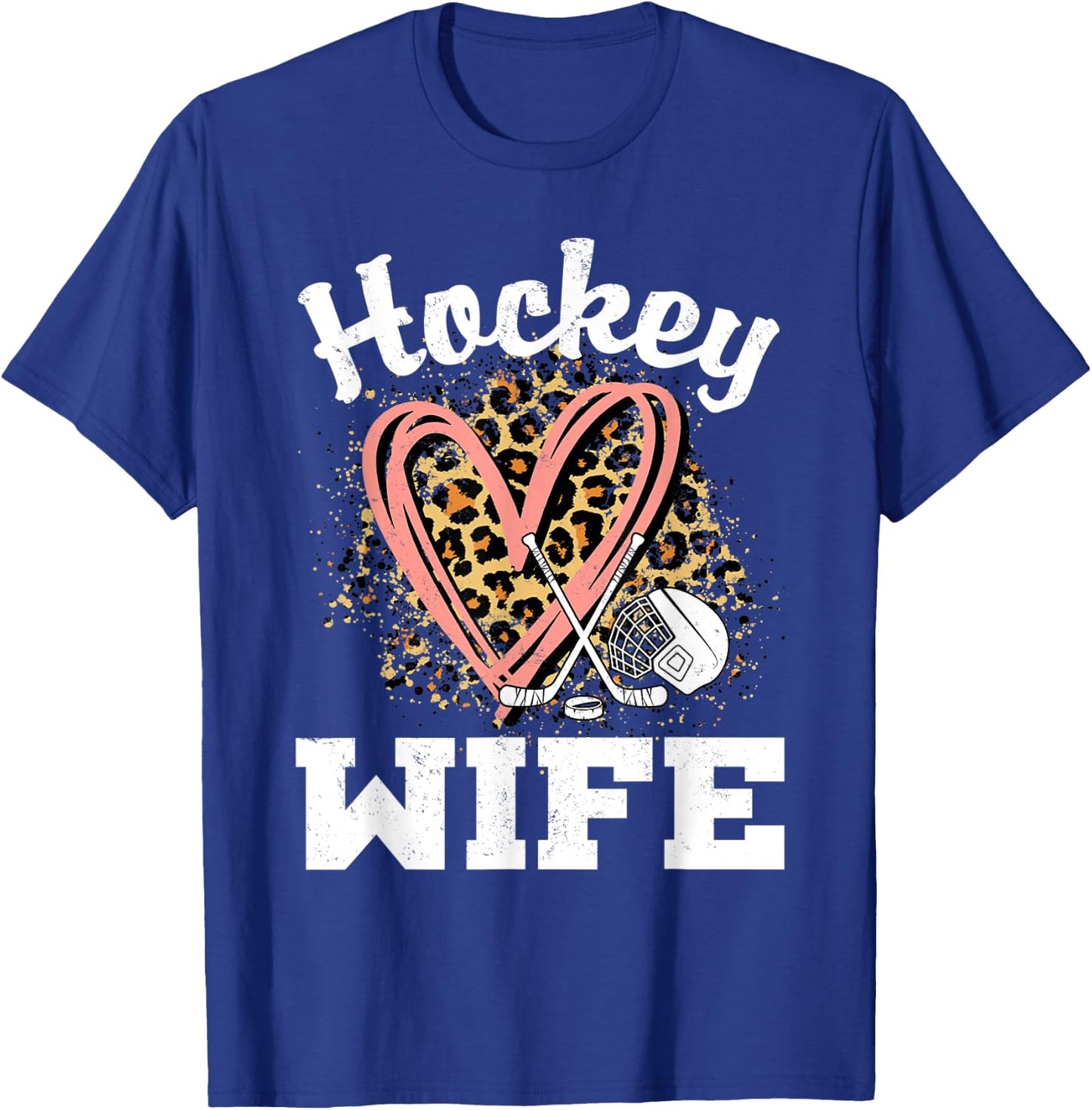 Hockey Wife Leopard Heart Ice Hockey T-Shirt - T-Shirt | Royal