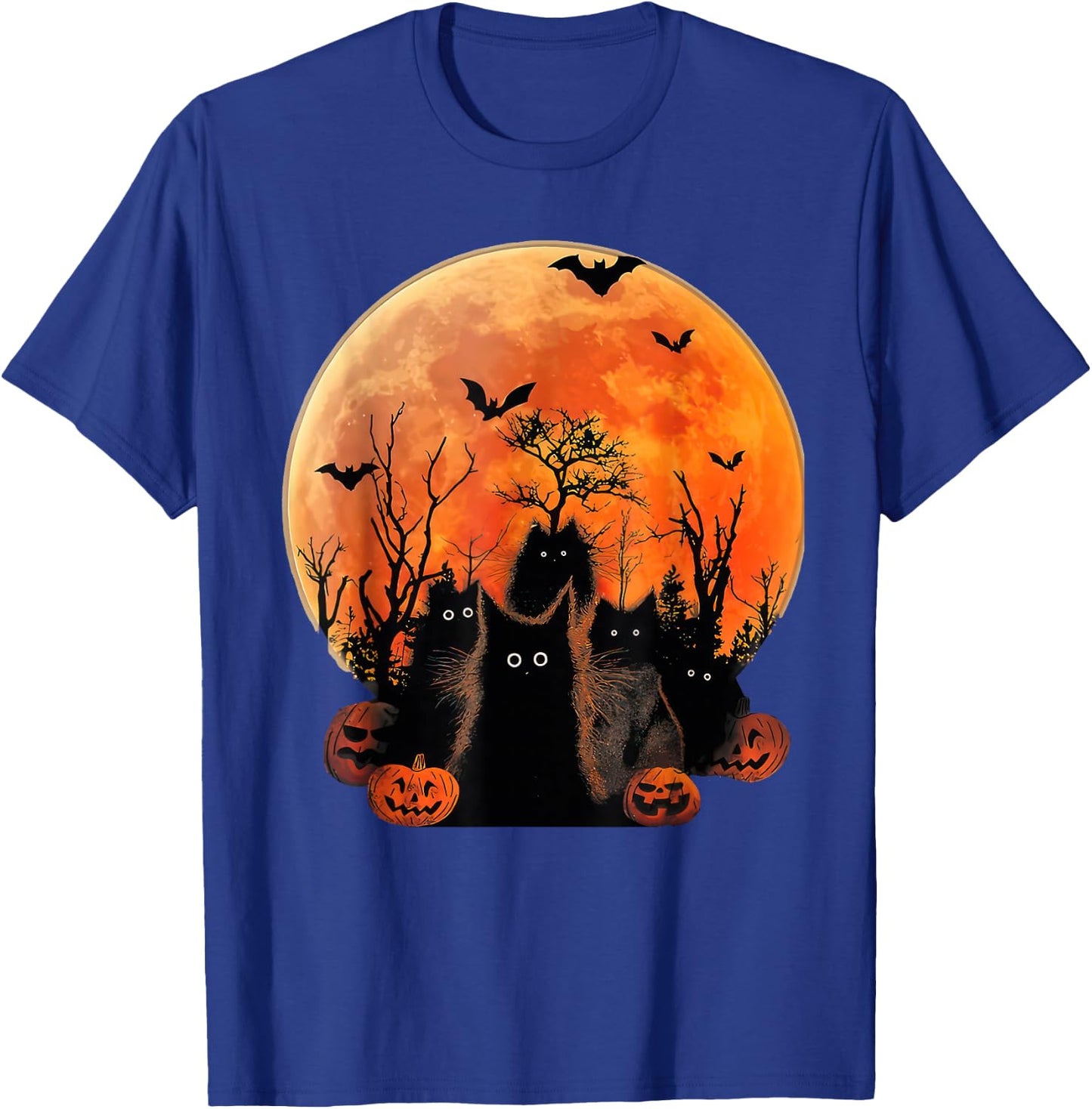 Black Cats Full Moon Funny Animal Pet Lover Halloween T-Shirt - T-Shirt | Royal
