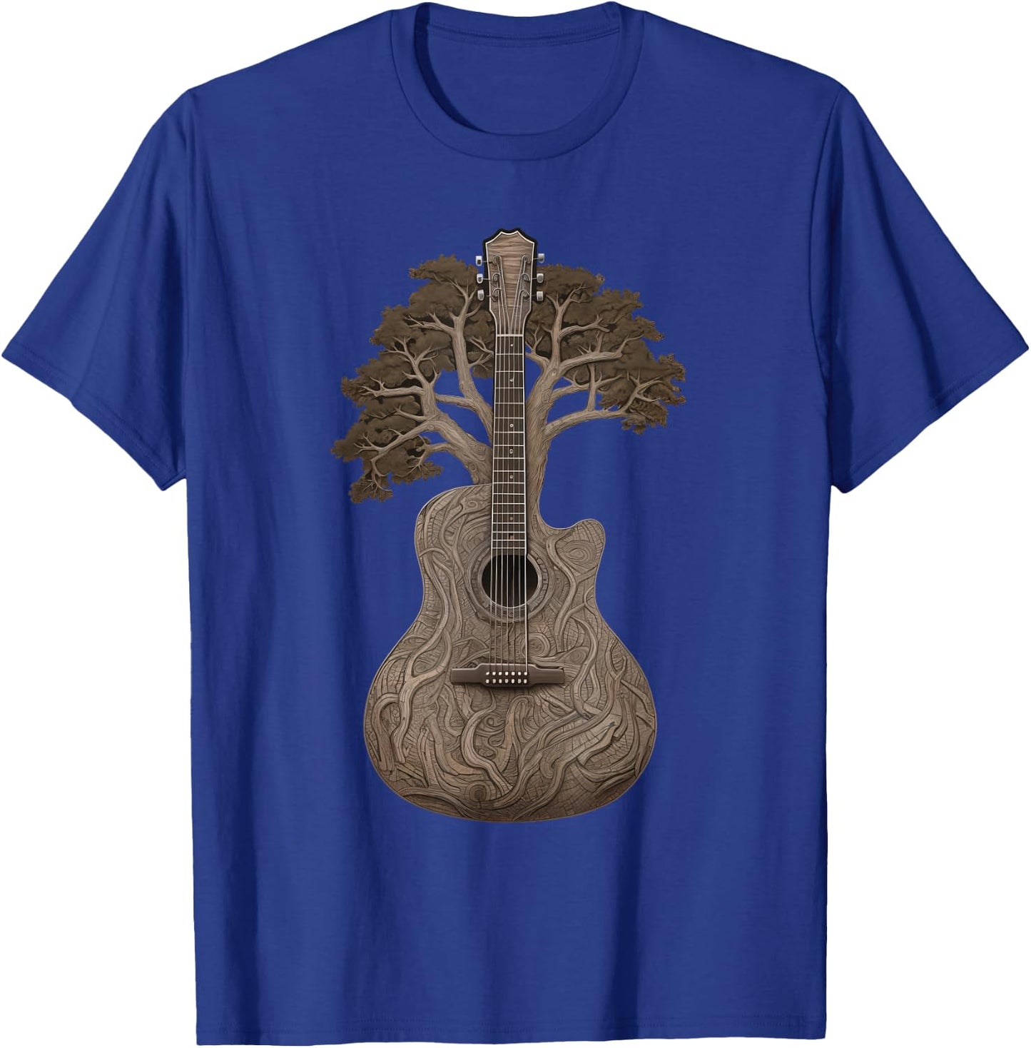Harmonious Tree of Life Acoustic Guitar T-Shirt - T-Shirt | Royal