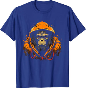 Gorilla Wearing Ape Wildlife Artwork Monkey Graphic T-Shirt - T-Shirt | Royal