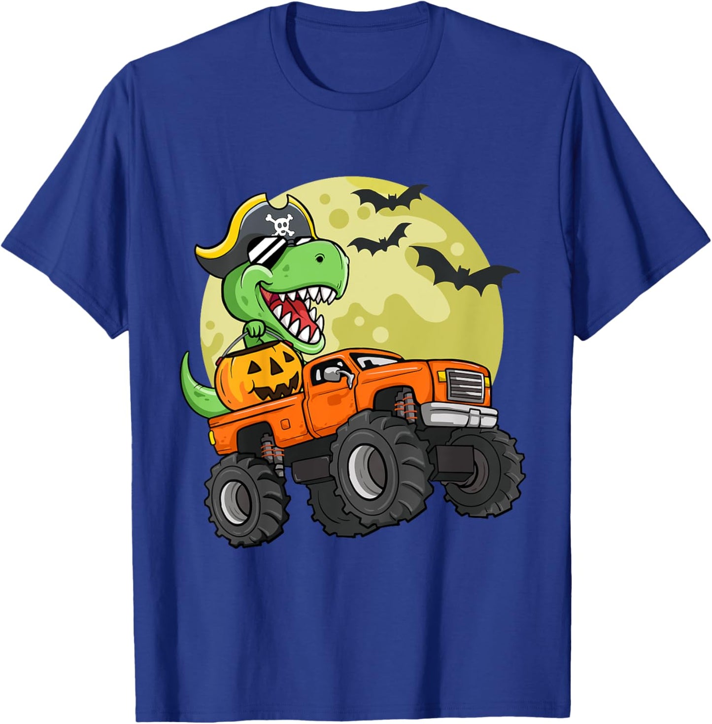 Kids Boys Halloween Monster Truck T-Rex Pirate Dinosaur Toddler T-Shirt - T-Shirt | Royal