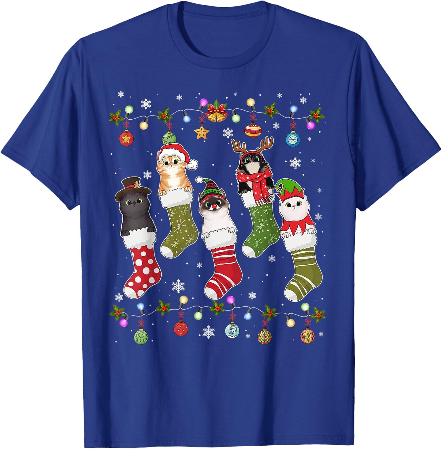 Meow-ry Christmas Funny Cat Pajama for the Whole Family Xmas Women Kids T-Shirt - T-Shirt | Royal