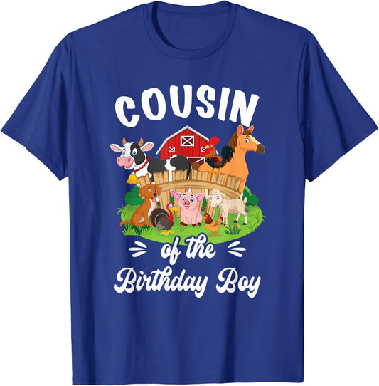 Cousin Of The Birthday boy Party Cow Farm 1St Birthday Party T-Shirt - T-Shirt | Royal