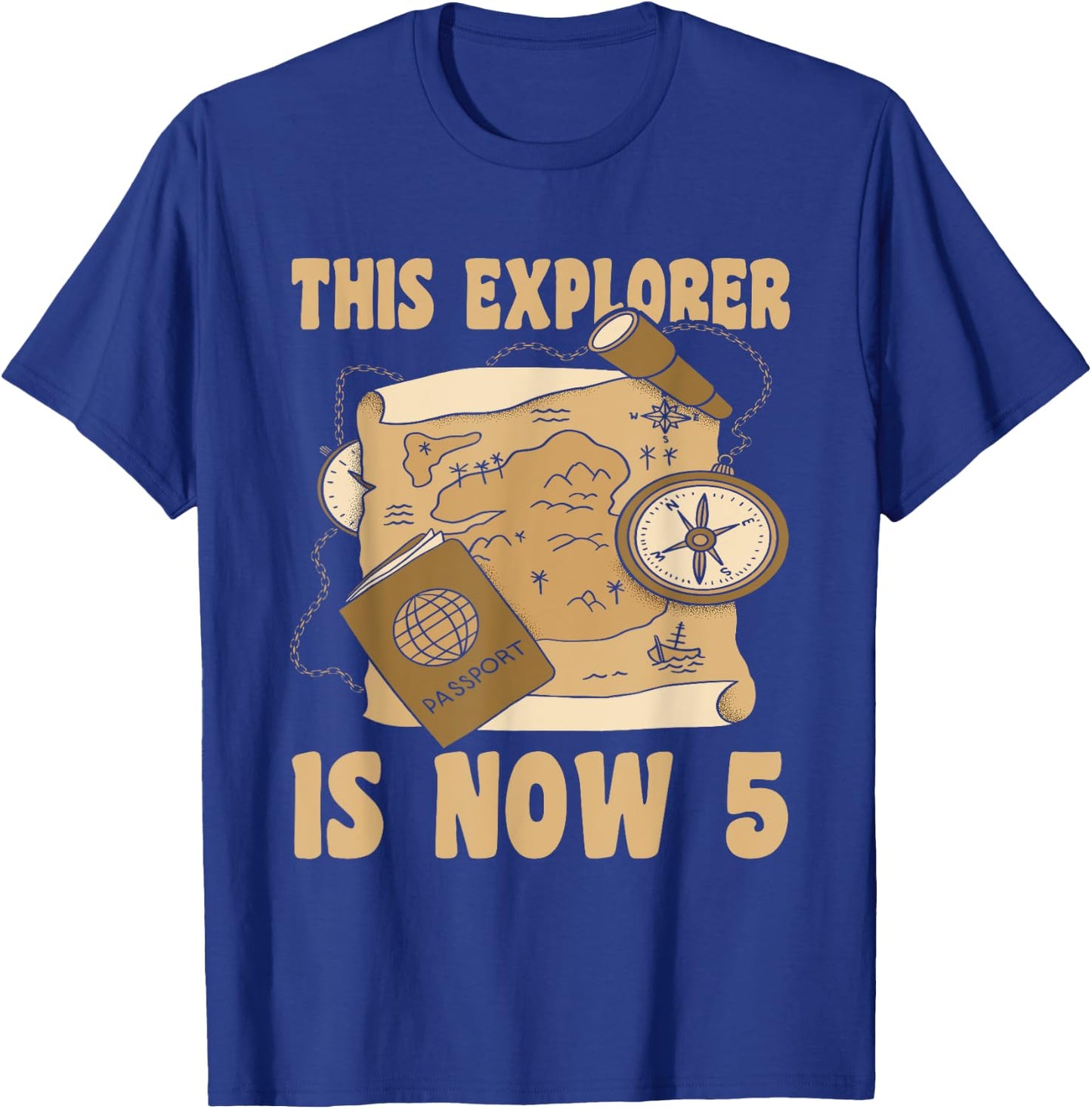 Happy 5 Birthday 5 Year Old Explore Explorer 5th Birthday T-Shirt - T-Shirt | Royal