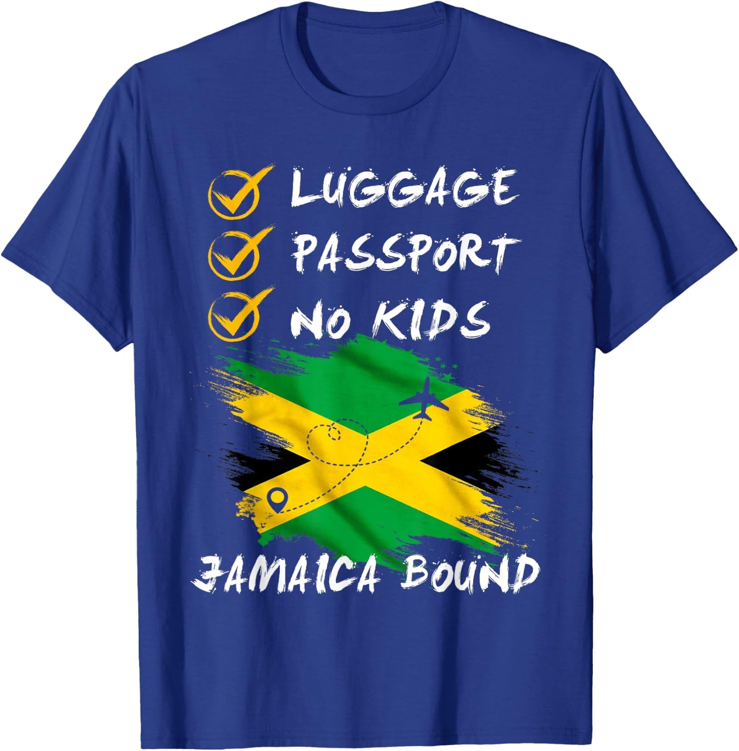 Luggage Passport No Kids Jamaica Travel Vacation Outfit T-Shirt - T-Shirt | Royal