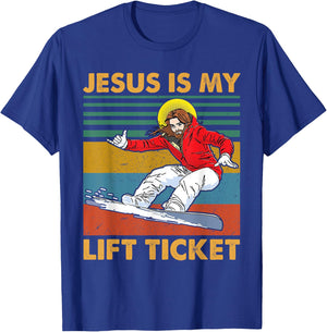 Vintage Jesus Is My Lift Ticket Christian Gift T-Shirt - T-Shirt | Royal