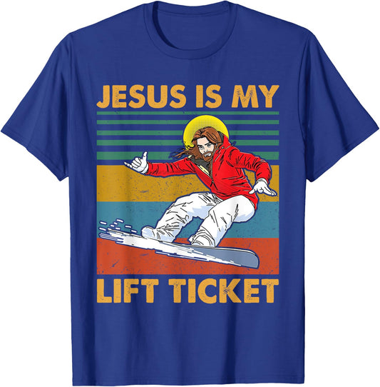 Vintage Jesus Is My Lift Ticket Christian Gift T-Shirt - T-Shirt | Royal