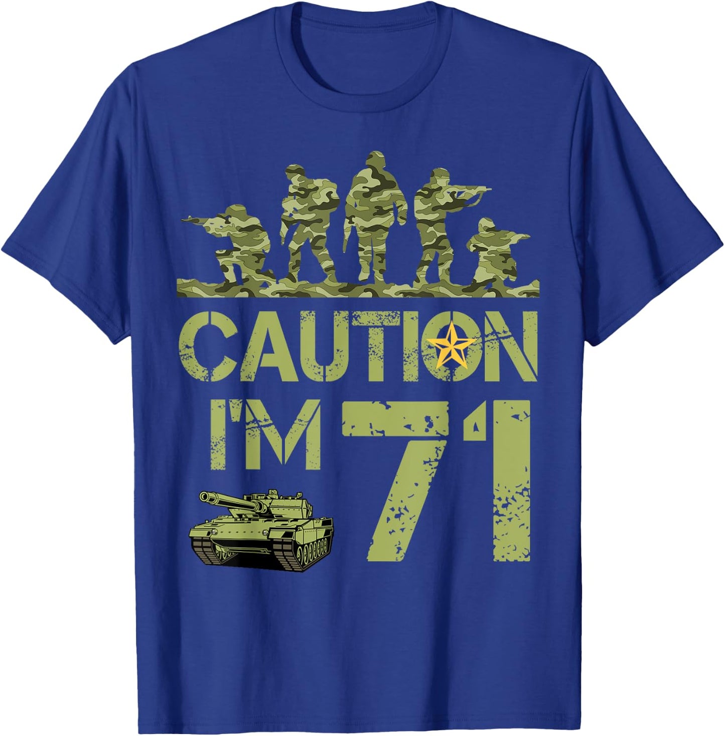 71st Birthday Military I'm 71 Year Old Soldier Camo Birthday T-Shirt - T-Shirt | Royal