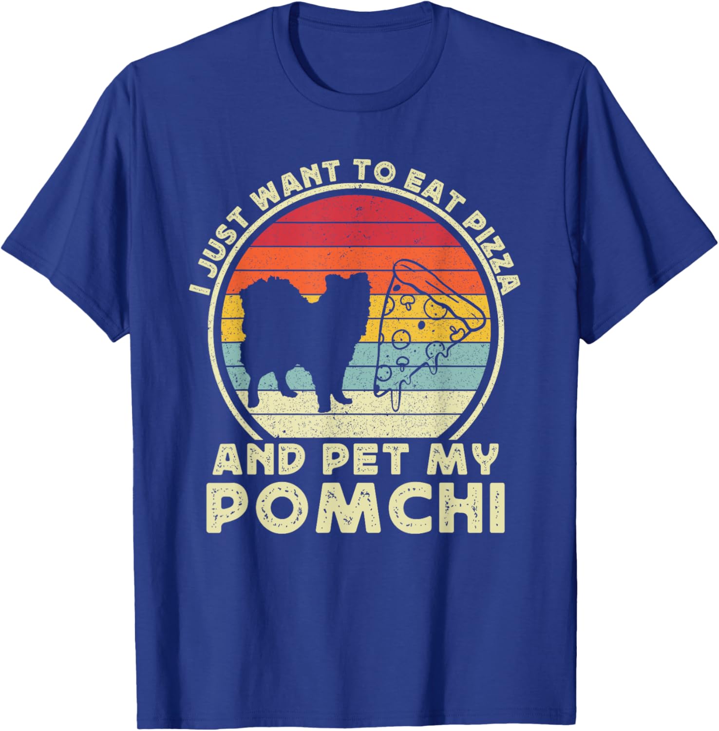 Pizza And Pomchi Women Pom-Chi Dog Mom Dad Funny T-Shirt - T-Shirt | Royal