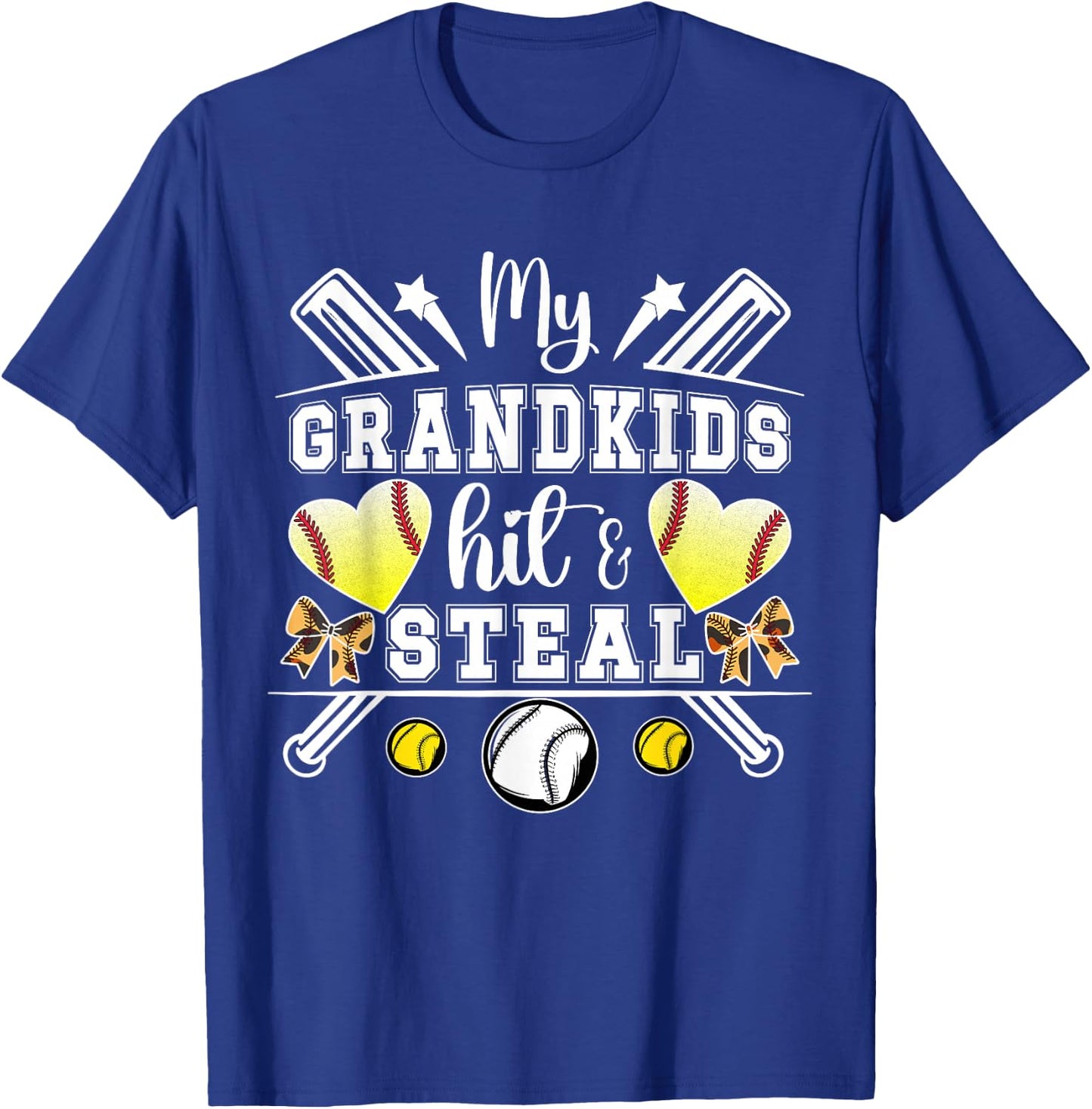 My Grandkids Hit & Steal Baseball Softball Grandma T-Shirt - T-Shirt | Royal