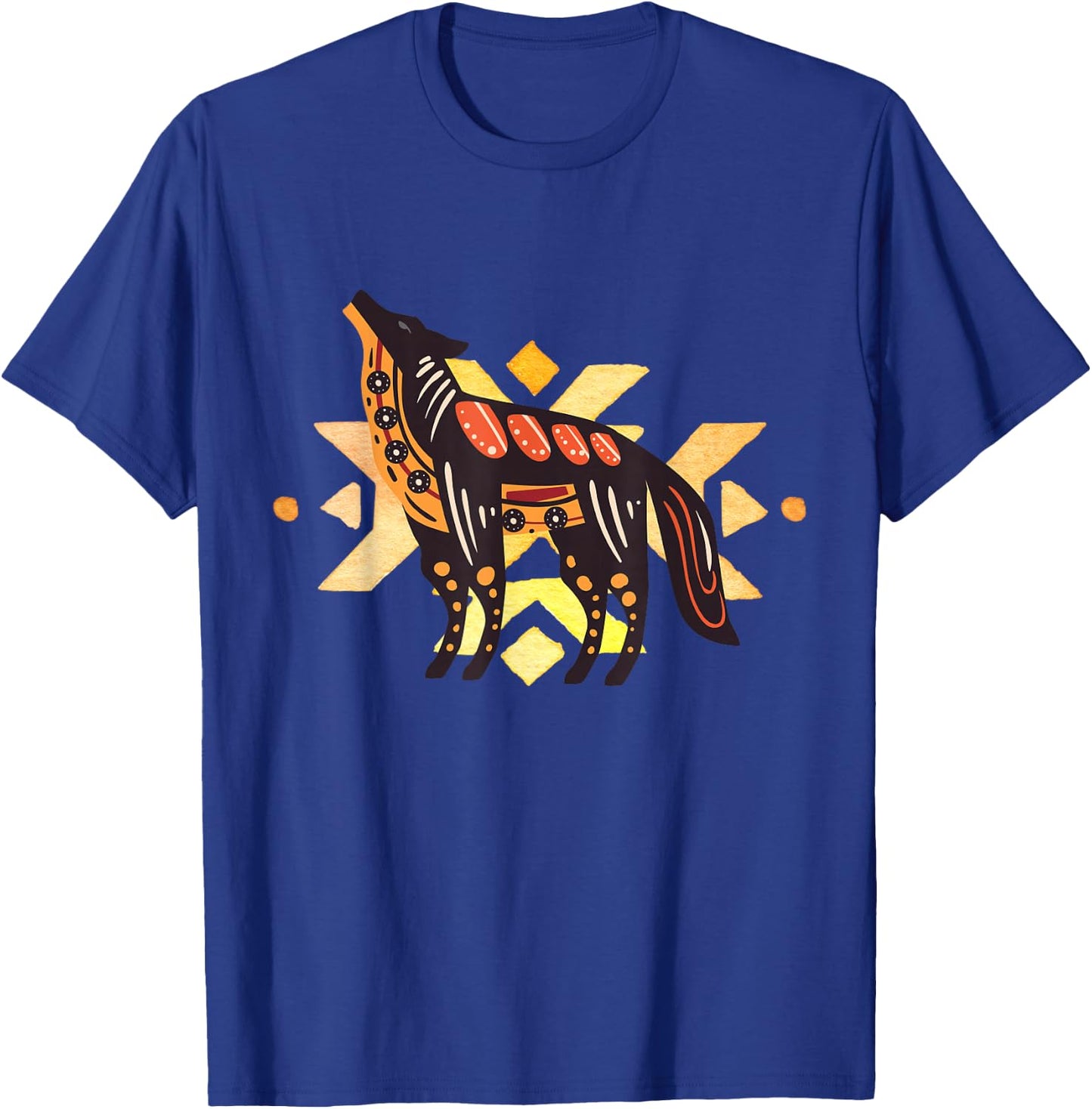 Native American Indian Coyote Wolf Tribal Style Southwest T-Shirt - T-Shirt | Royal