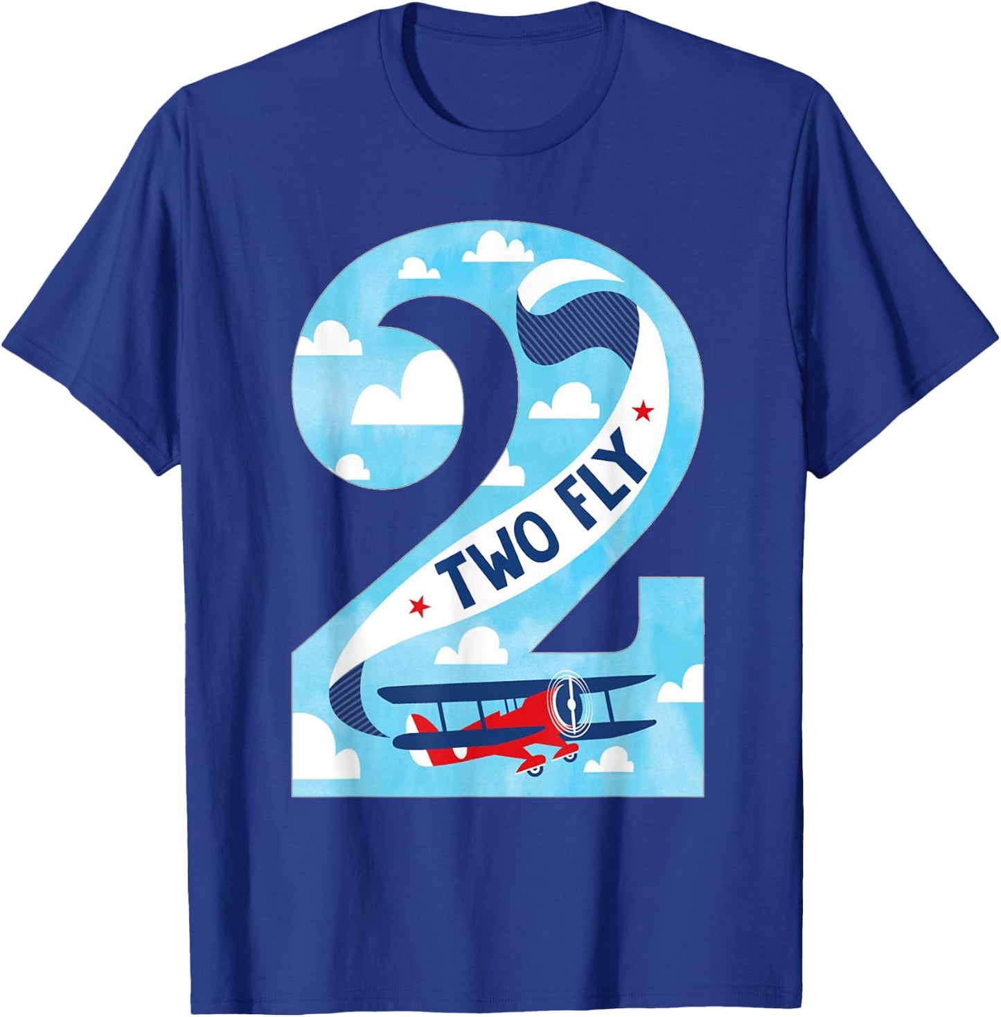 Two Fly 2 Years Old Birthday 2nd Bday Birthday Boy Airplane T-Shirt - T-Shirt | Royal
