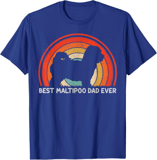 Retro Style Vintage Best Maltipoo Dad Ever Father's Day T-Shirt - T-Shirt | Royal