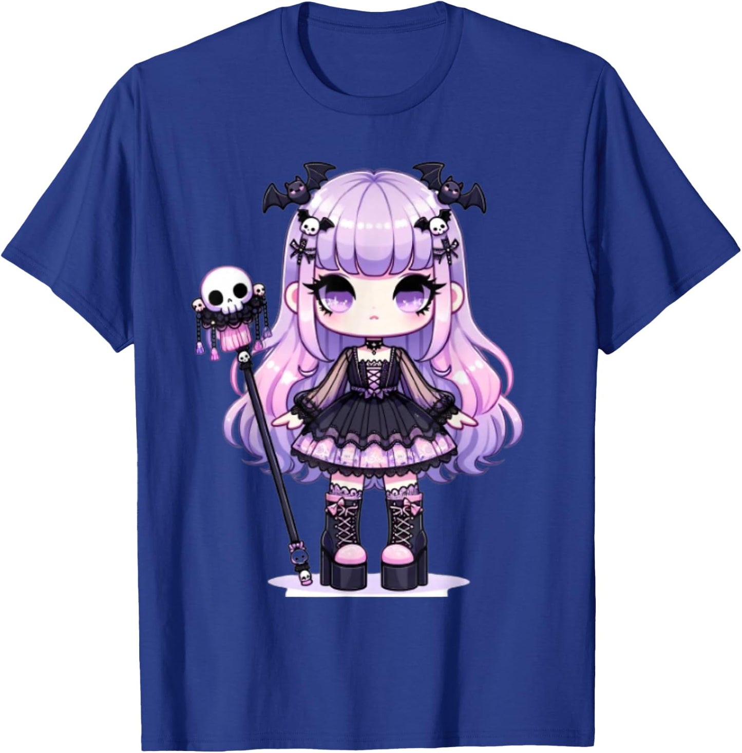 Lilac Chibi Pastel Goth Girl Kawaii Creepy Cute Anime T-Shirt - T-Shirt | Royal