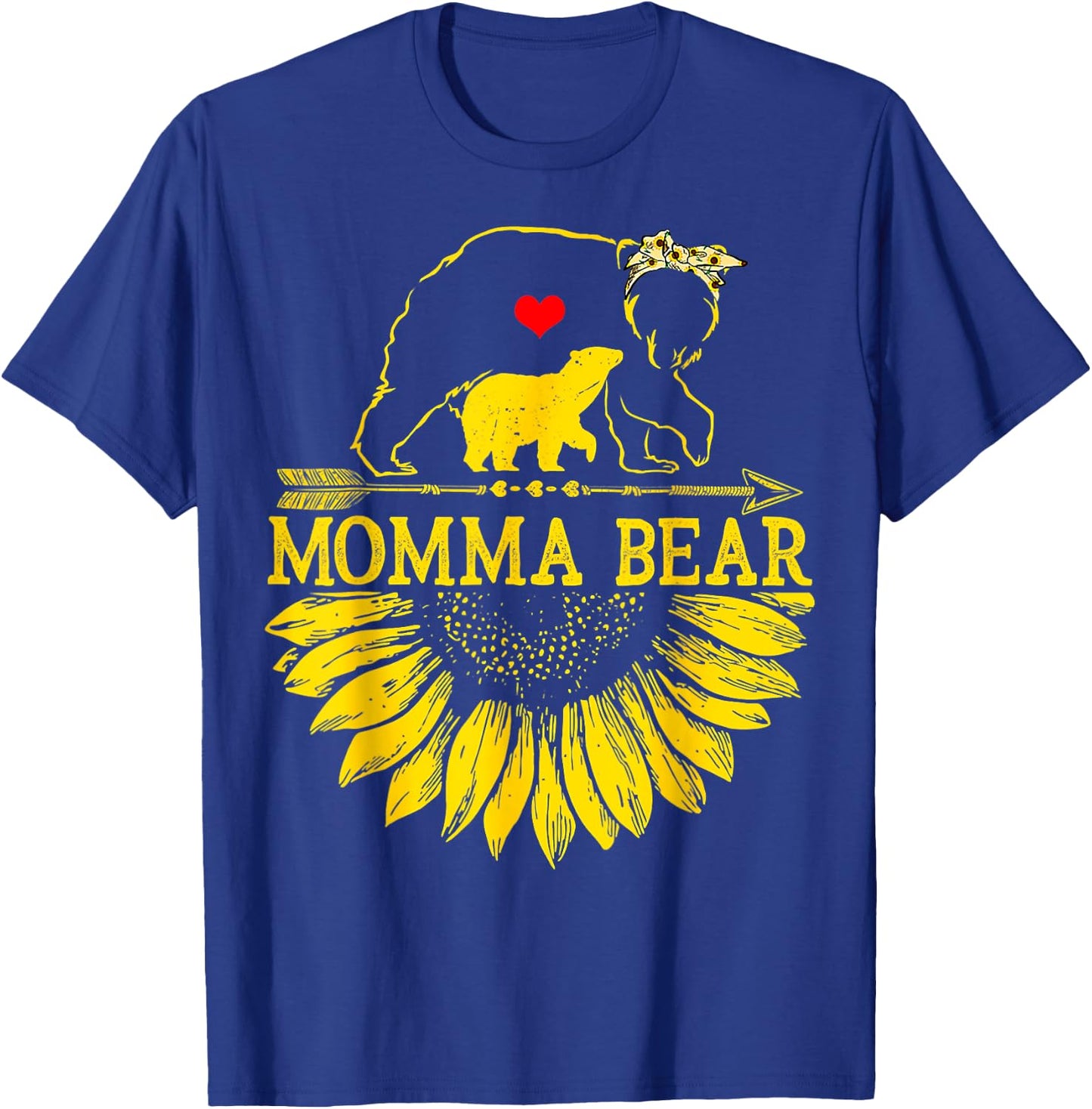 Momma Bear Mothers Day Sunflower Family T-Shirt - T-Shirt | Royal