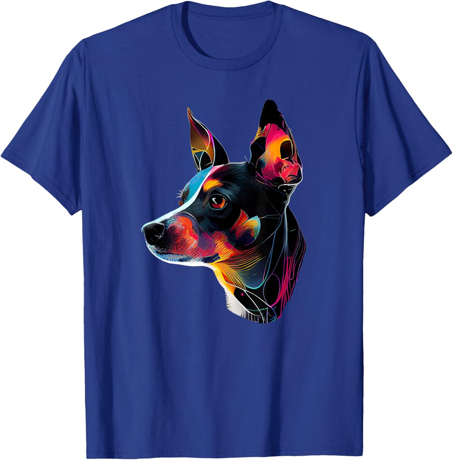 Rat Terrier Mom Designs Rat Terrier Pop Art - Black, Small - Rat Terrier Lovers, Women, -Adults, Short Sleeve, Classic Fit, Cotton 65% Polyester 35% T-Shirt - T-Shirt | Royal