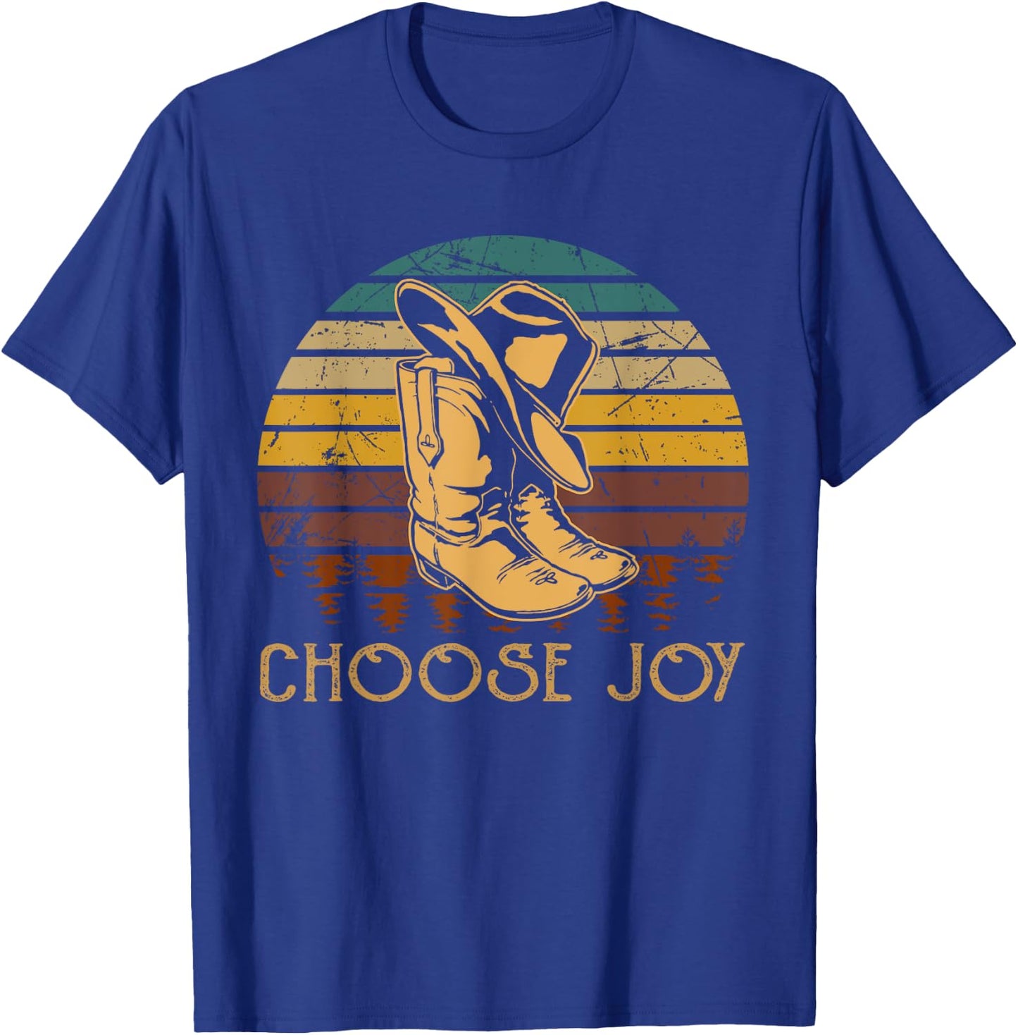 Chooses Joy Boot with Hat Cowboy T-Shirt - T-Shirt | Royal