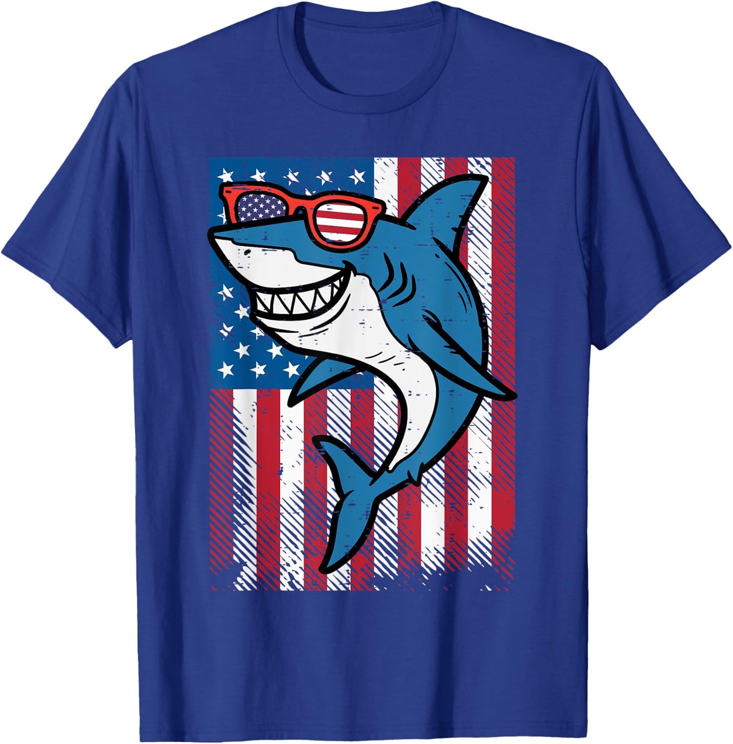 4th July Shark US Flag Independence Day America Men Boys Kid T-Shirt - T-Shirt | Royal