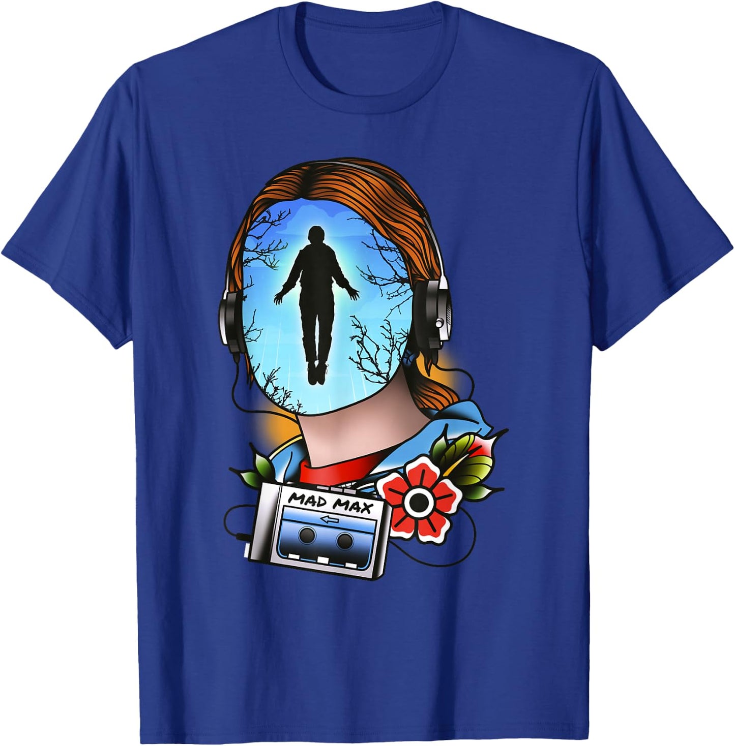 Stranger Things Mad Max Tattoo Style Big Face Epic Scene T-Shirt - T-Shirt | Royal