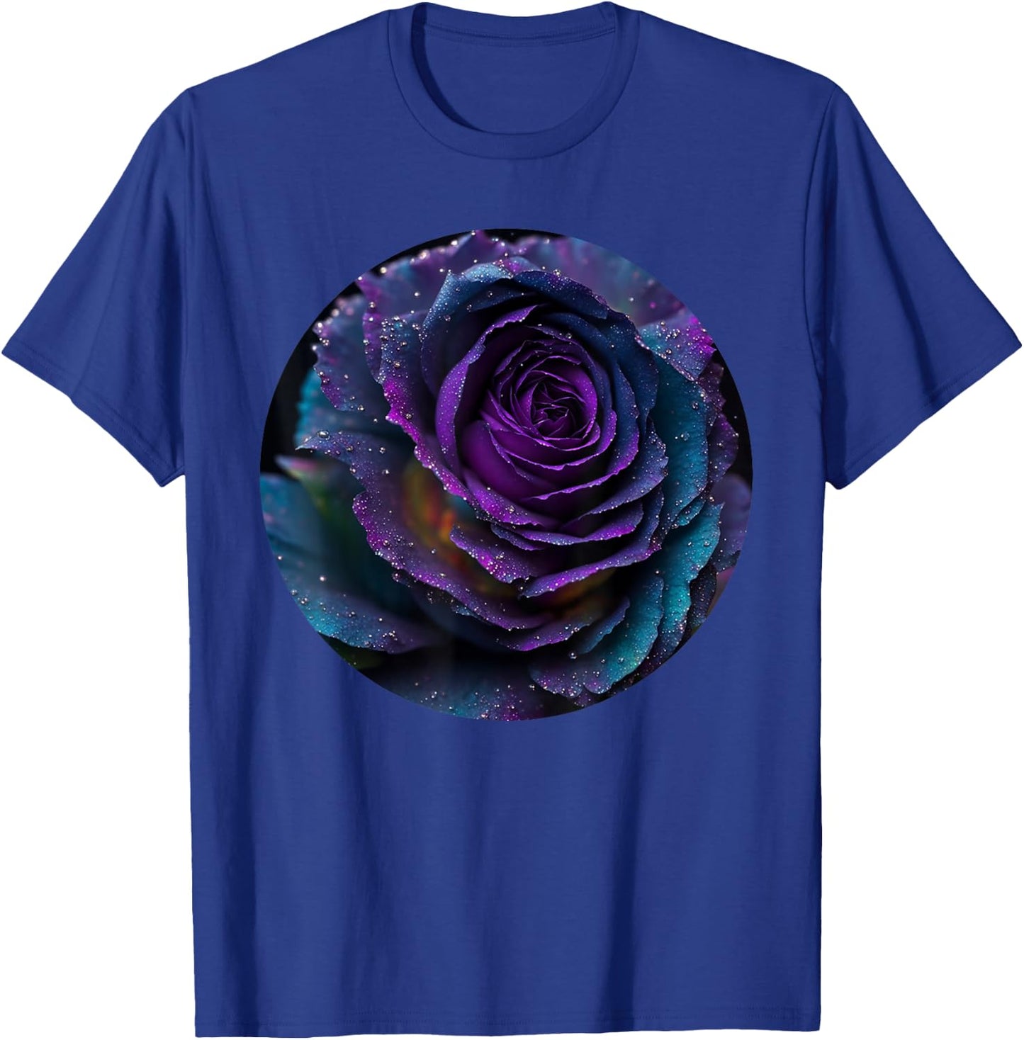 Black Purple Rose Flower Floral T-Shirt - T-Shirt | Royal