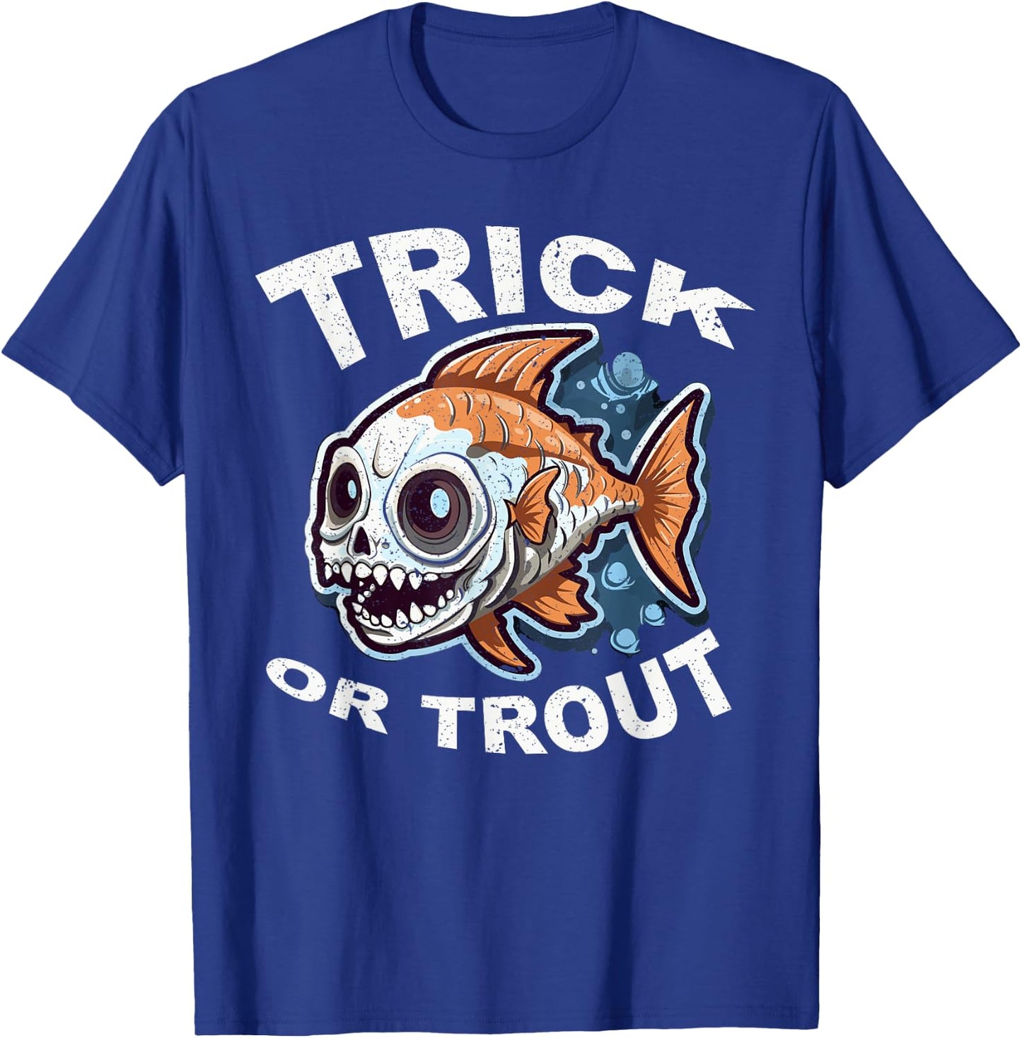 Fish Halloween Fishing Trick Or Treat Spooky Fisherman T-Shirt - T-Shirt | Royal