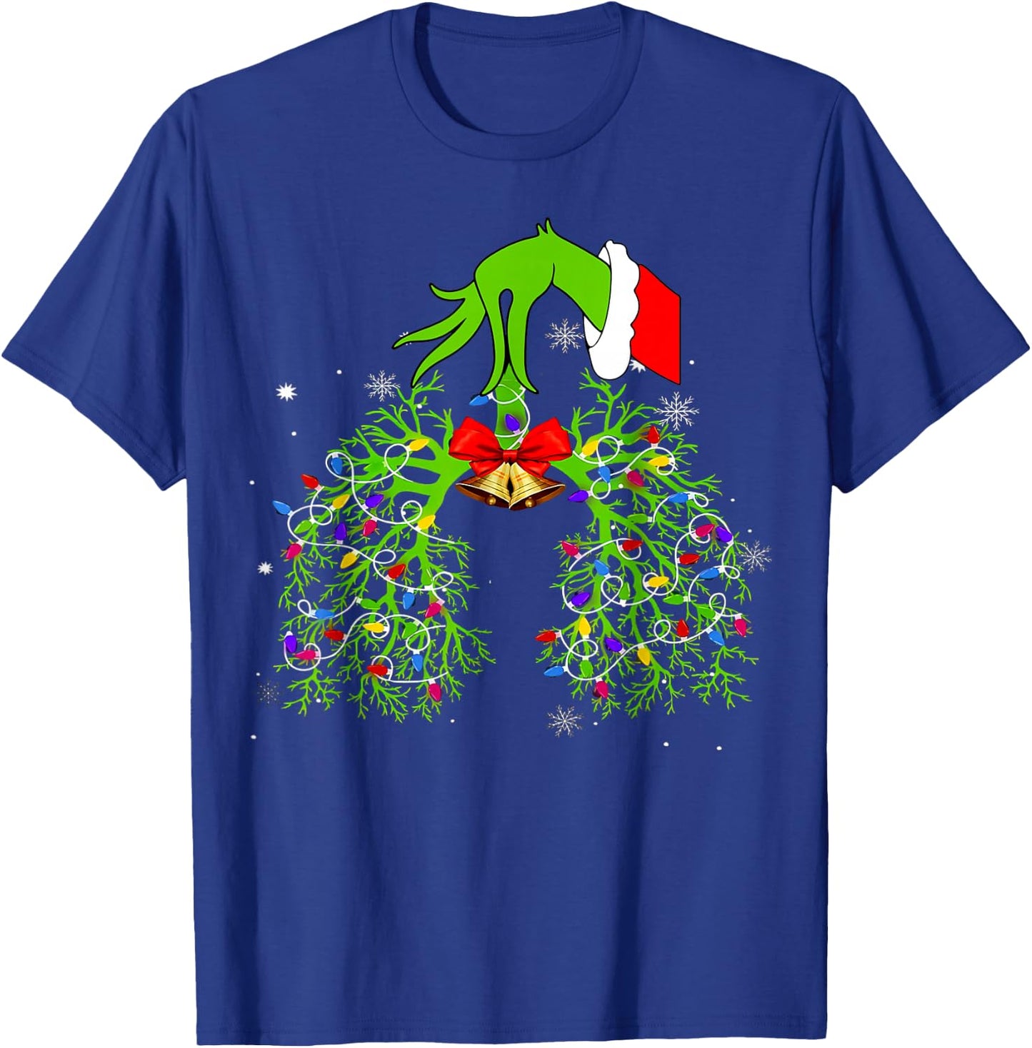 Christmas Nurse, Respiratory Therapist, Lung Xmas Lights T-Shirt - T-Shirt | Royal