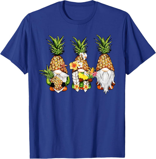 Pineapple Gnomes Beaches Summer Aloha Hawaii Hawaiian Women Girls Kids T-Shirt - T-Shirt | Royal