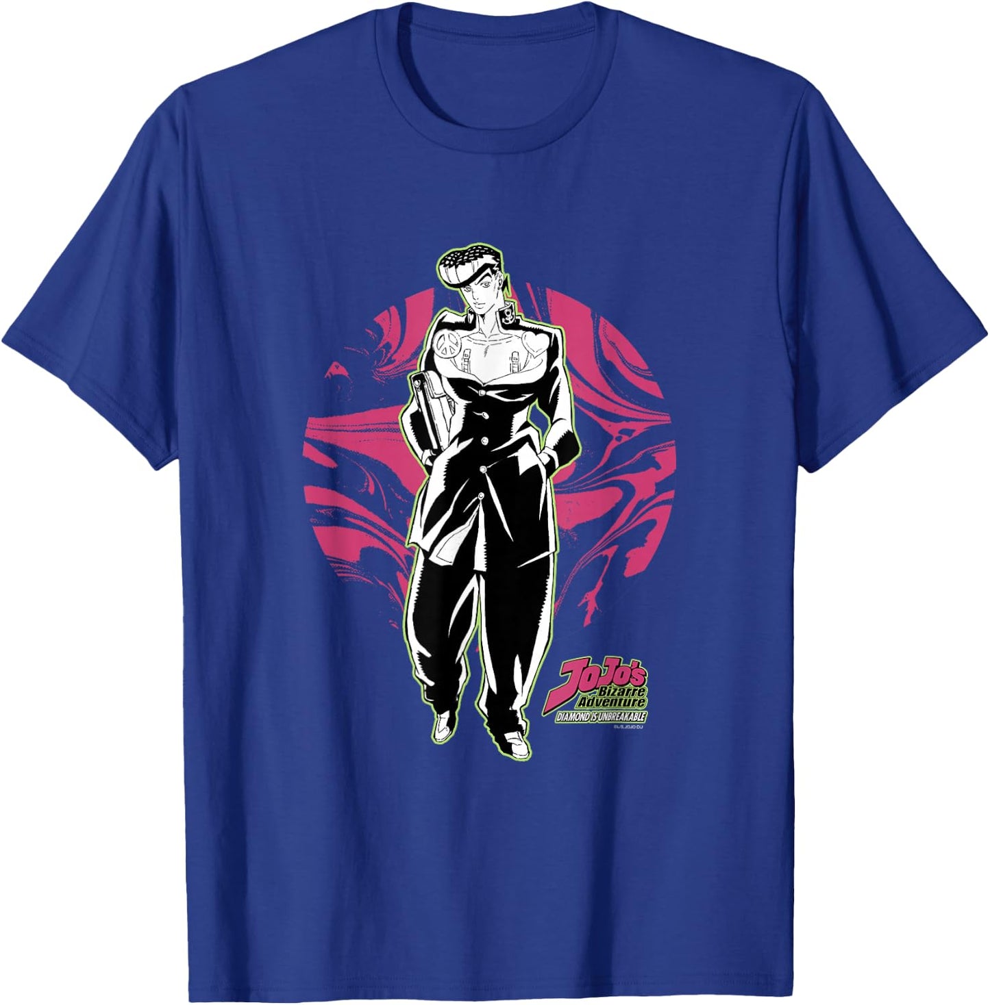 JoJo Part 4 Diamond is Unbreakable Josuke with Circle & Logo T-Shirt - T-Shirt | Royal