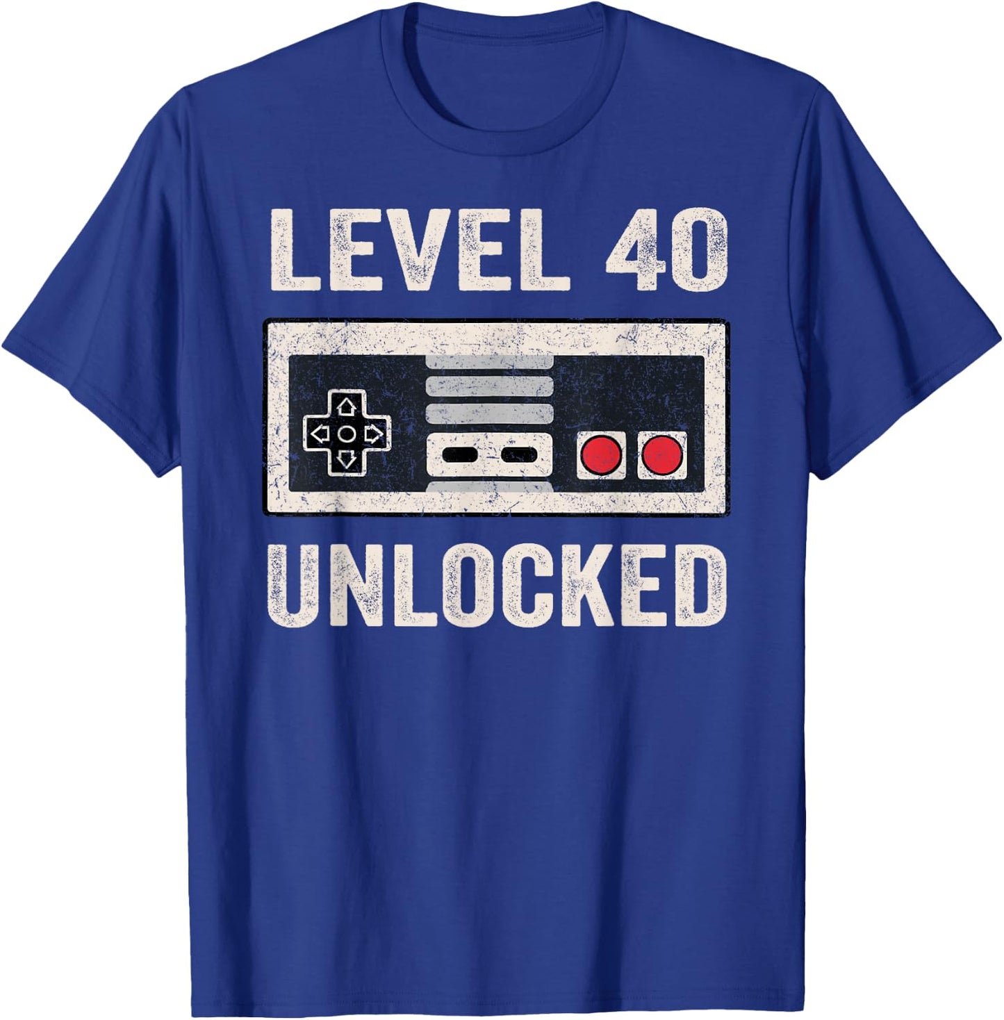 Level 40 Unlocked Video Gamer 40th Birthday Gift T-Shirt - T-Shirt | Royal
