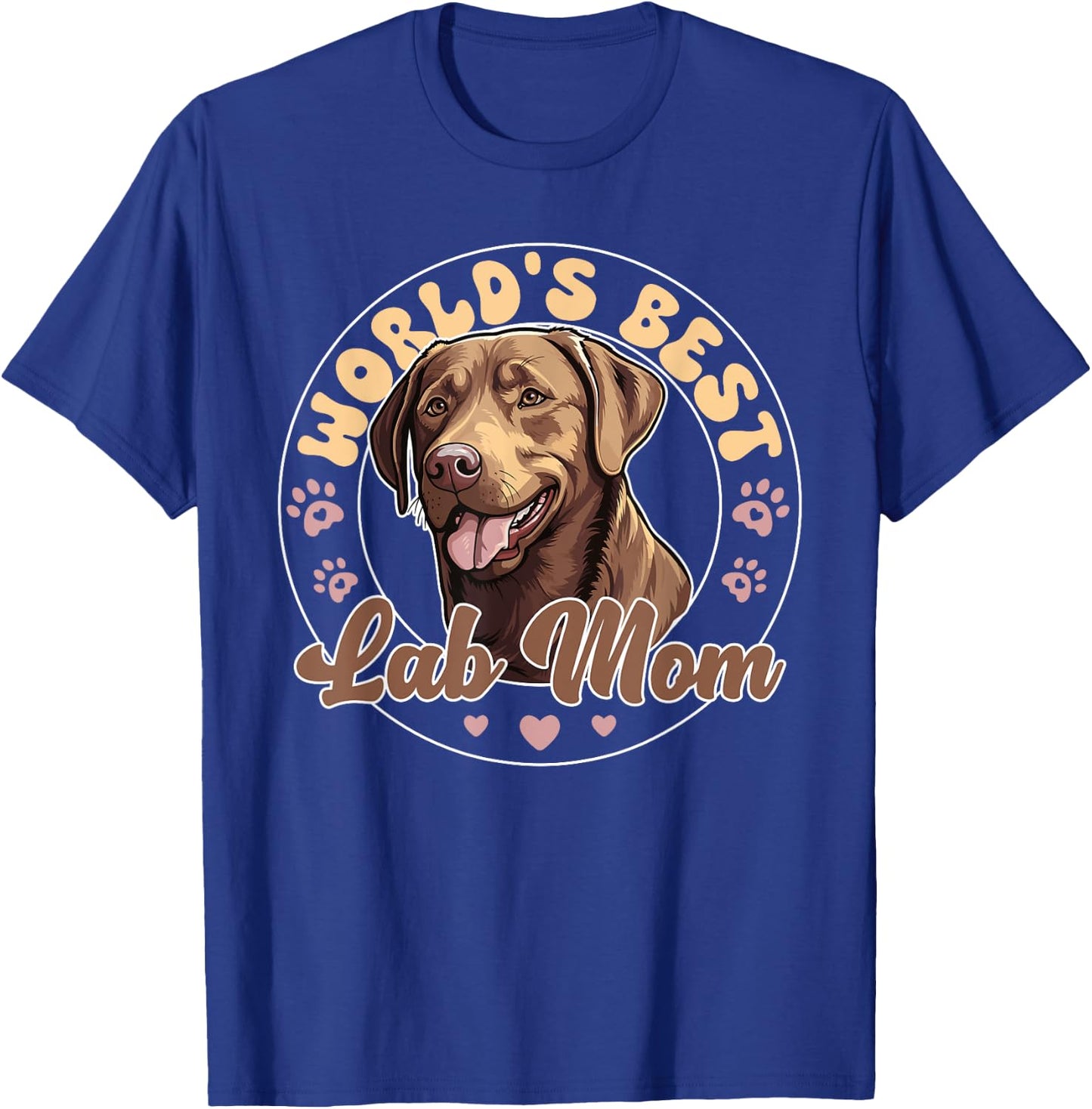 Retro Lab Dog Labrador Retirever Groovy World's Best Chocolate Lab Mom T-Shirt - T-Shirt | Royal