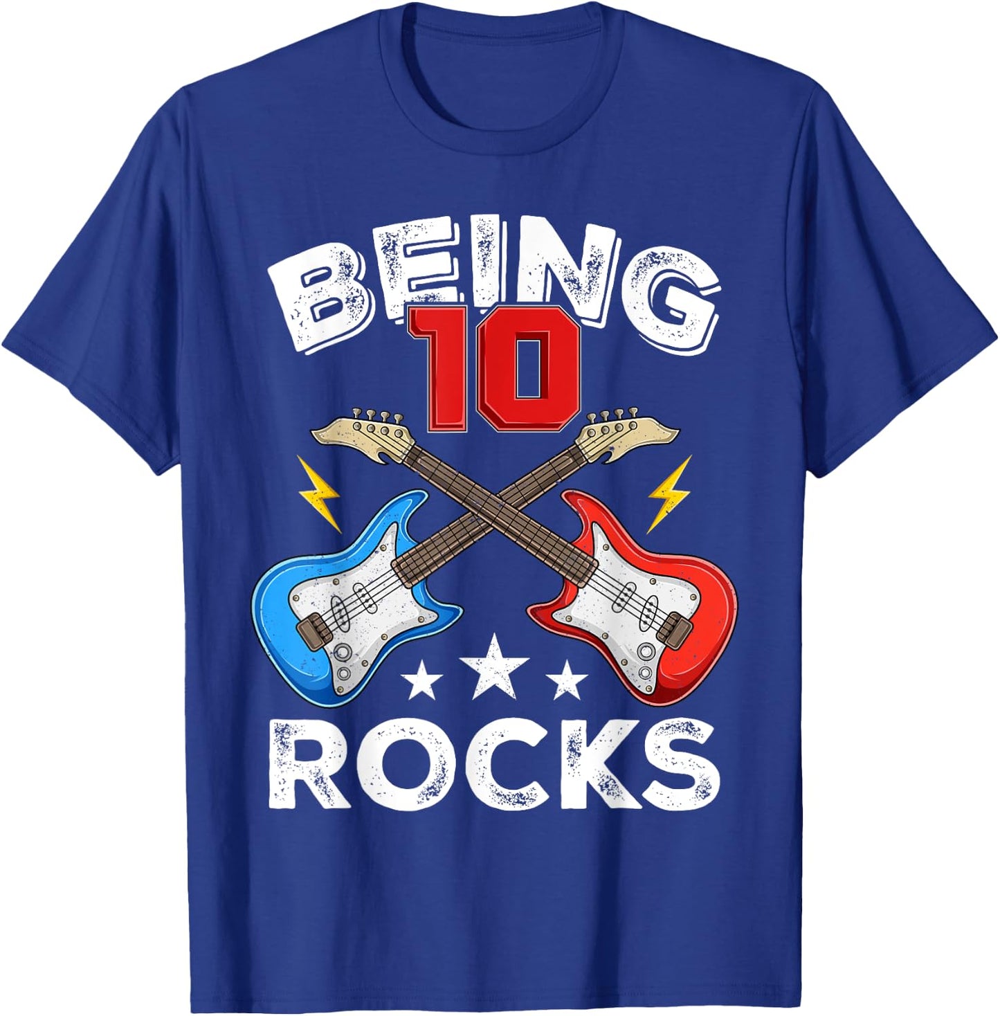 Being 10 Rocks Ten Years Old Boys Girls Guitar 10th Birthday T-Shirt - T-Shirt | Royal