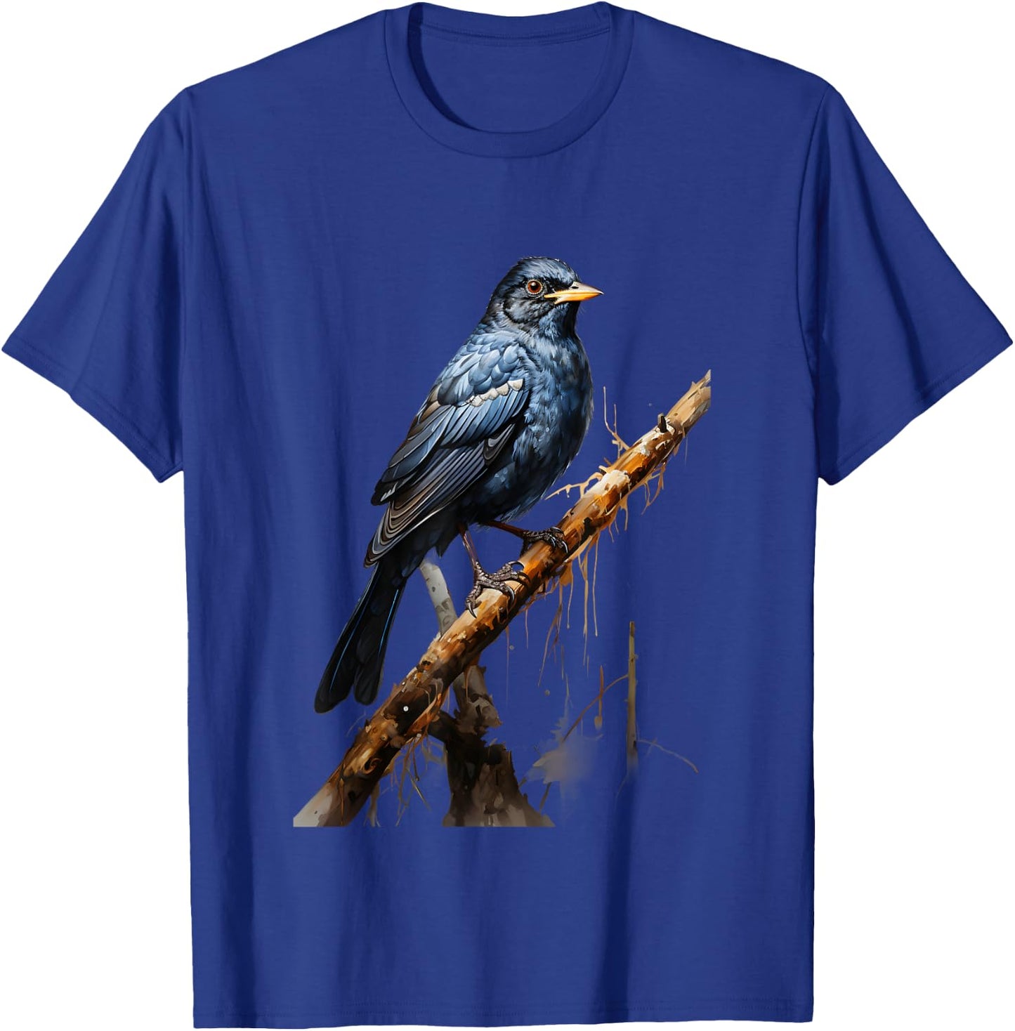 Realistic Blackbird Gift Nature Trees Birds T-Shirt - T-Shirt | Royal