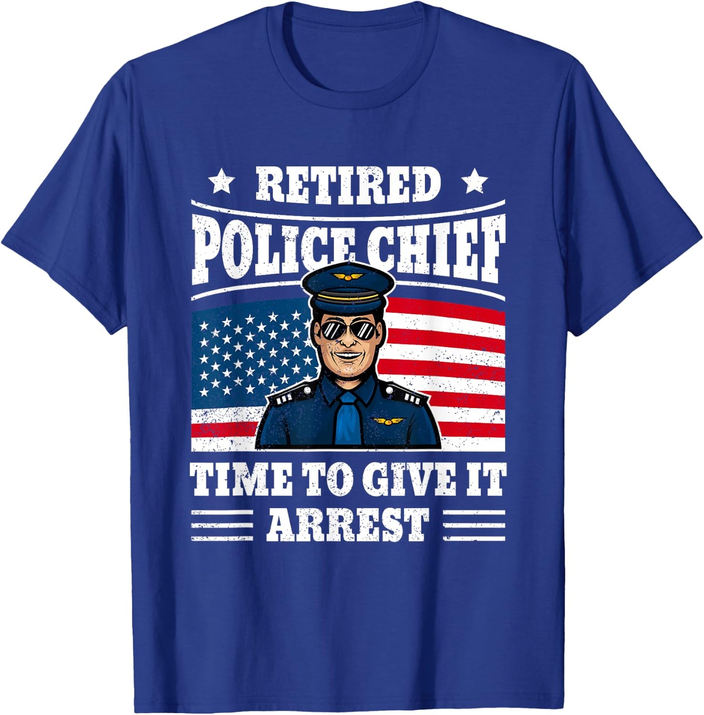 Retired Police Officer Chief Humor Blue Line Cope Retirement T-Shirt - T-Shirt | Royal