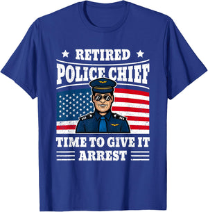 Retired Police Officer Chief Humor Blue Line Cope Retirement T-Shirt - T-Shirt | Royal