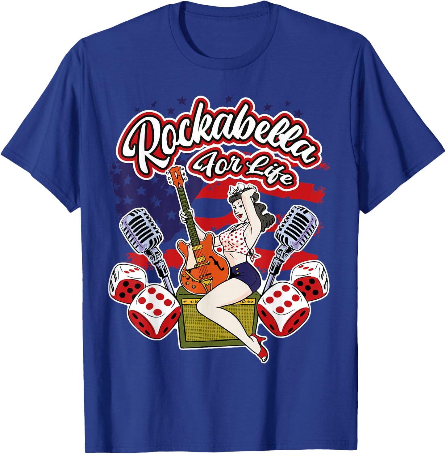 Old School Hipster 1950s Pinup Rocknroll Rockabilly T-Shirt - T-Shirt | Royal