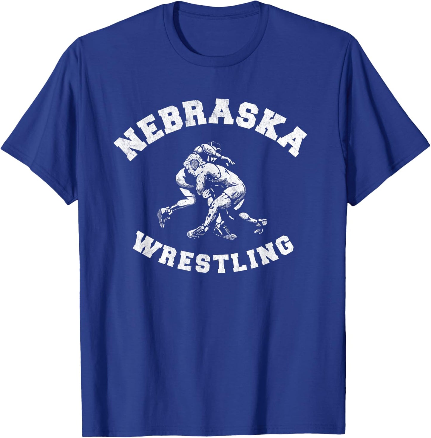 Nebraska Wrestling 80s Distressed Retro Freestyle Wrestlers T-Shirt - T-Shirt | Royal