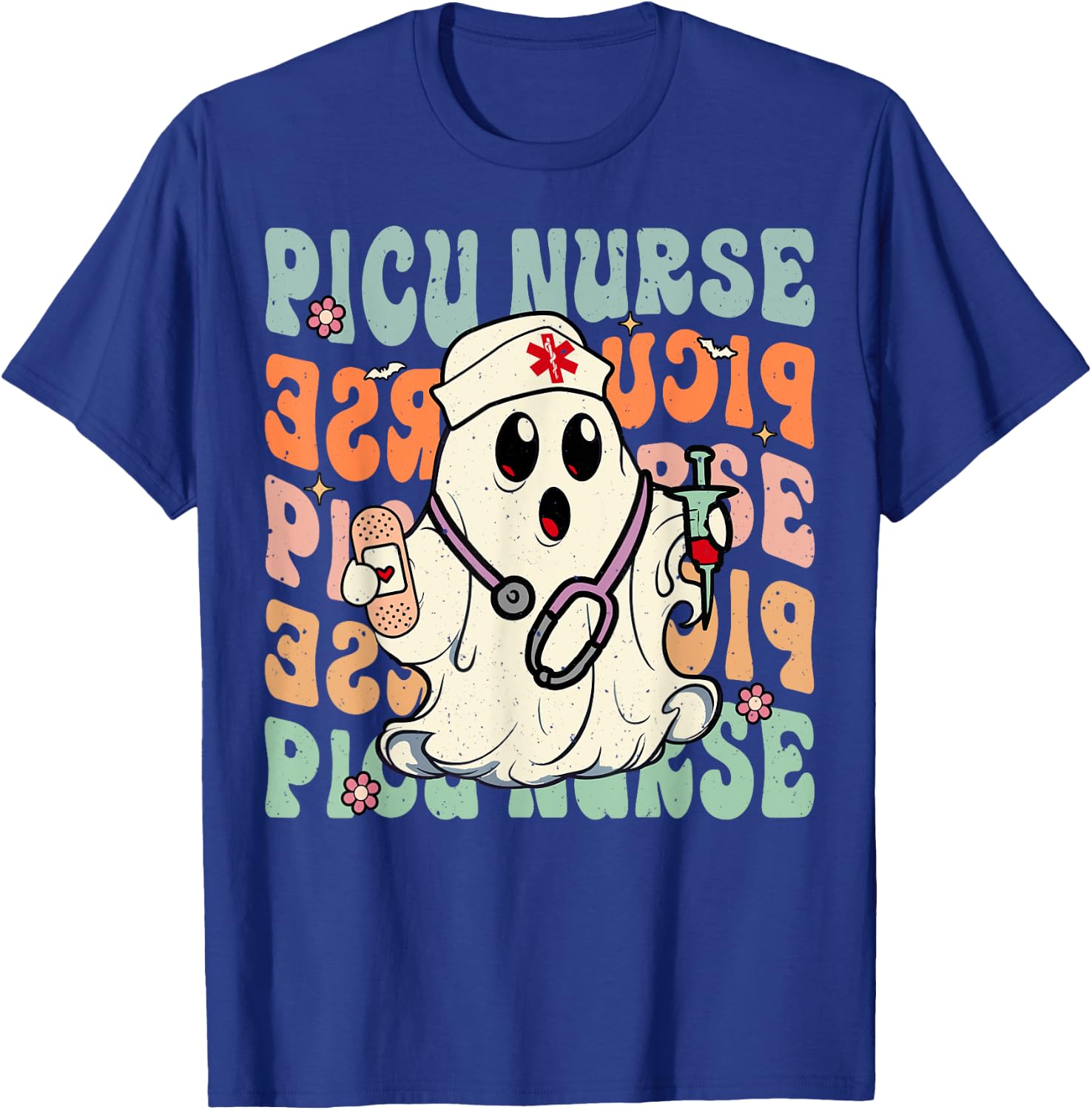Groovy PICU Nurse Halloween Costume Peds Nurse T-Shirt - T-Shirt | Royal