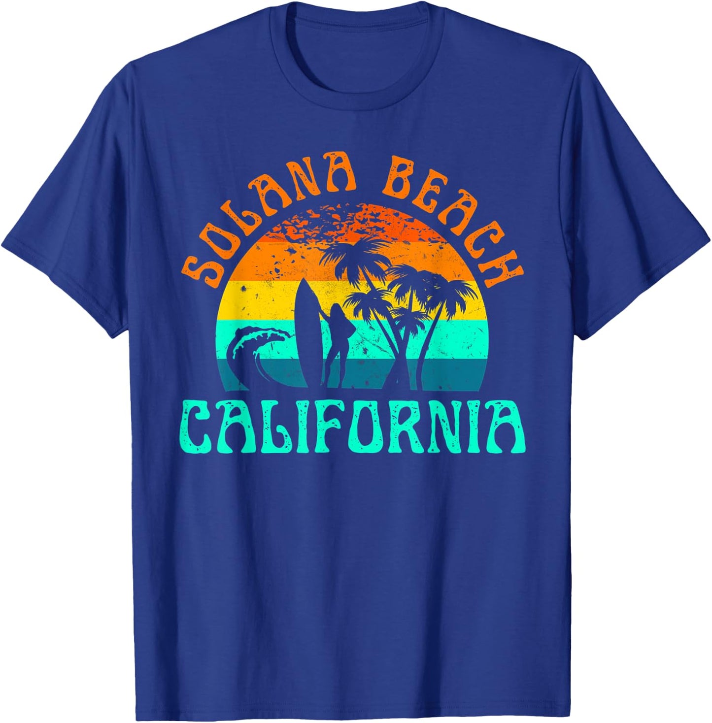 Solana Beach California Surf Summer Vacation Vintage T-Shirt - T-Shirt | Royal