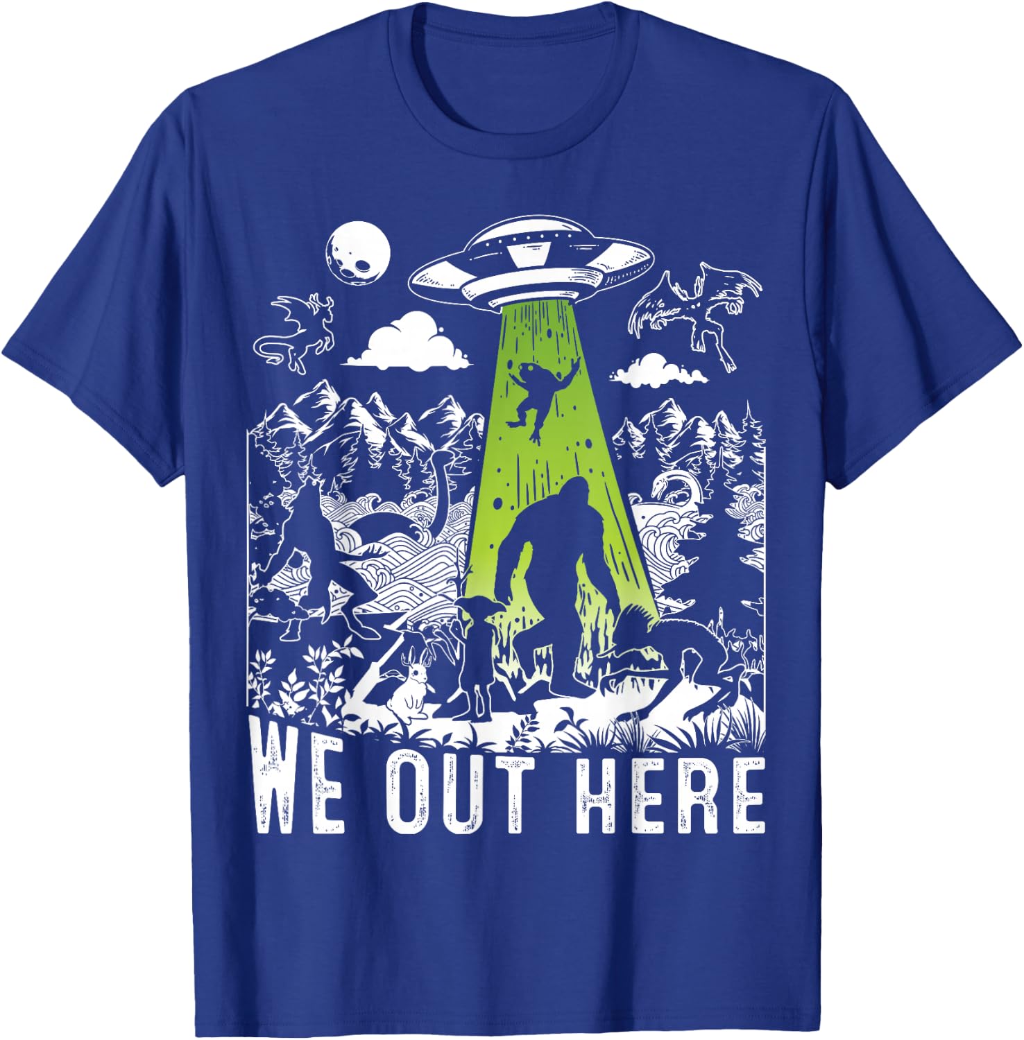 Mythical Creatures Abduction Vibrant Design of Local Legends T-Shirt - T-Shirt | Royal