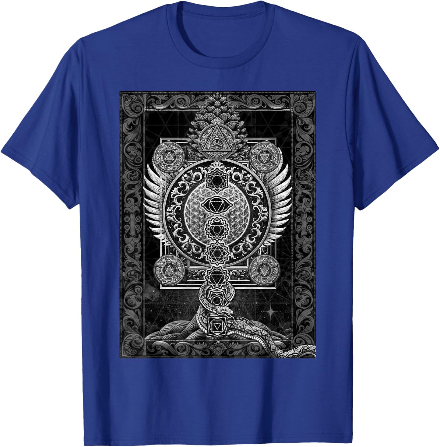 Sacred Geometry Esoteric Spiritual Psychedelic Flower Occult T-Shirt - T-Shirt | Royal