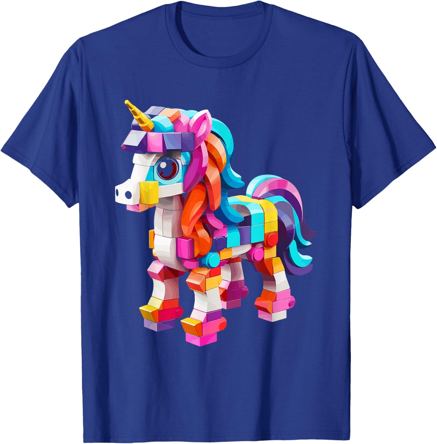 Master Builder Bricks Blocks Play Toys Unicorn T-Shirt - T-Shirt | Royal
