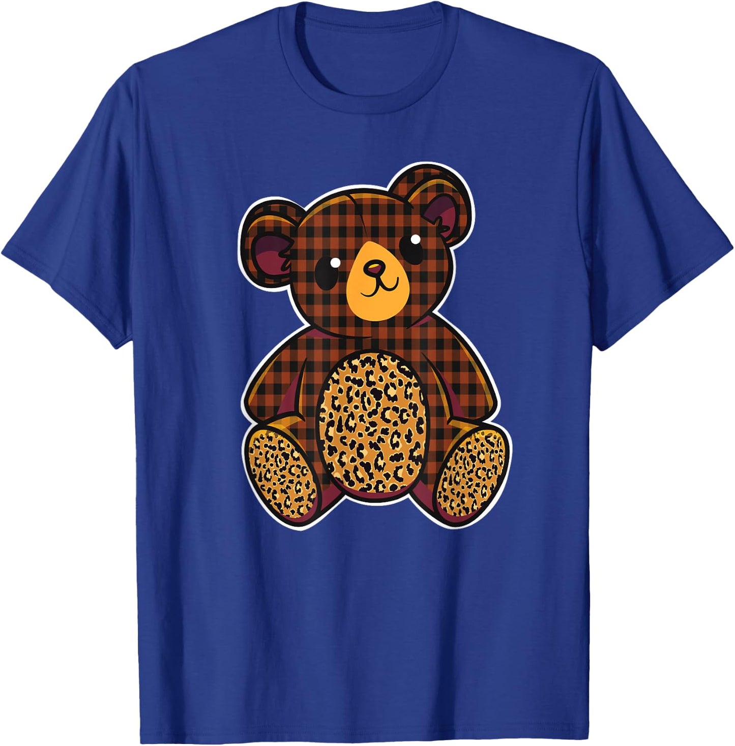 Cute Checkered Brown Teddy Bear T-Shirt - T-Shirt | Royal