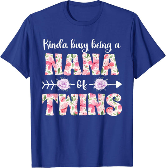 Busy Being Nana Of Twins Twin Nana T-Shirt - T-Shirt | Royal