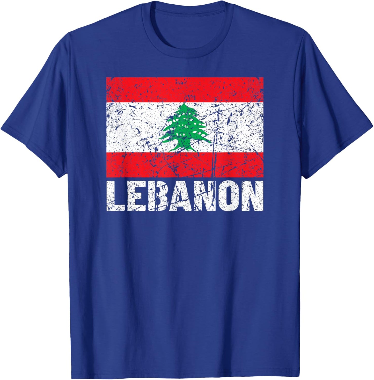 Lebanese Flag of Lebanon Distressed Men Women Kids T-Shirt - T-Shirt | Royal