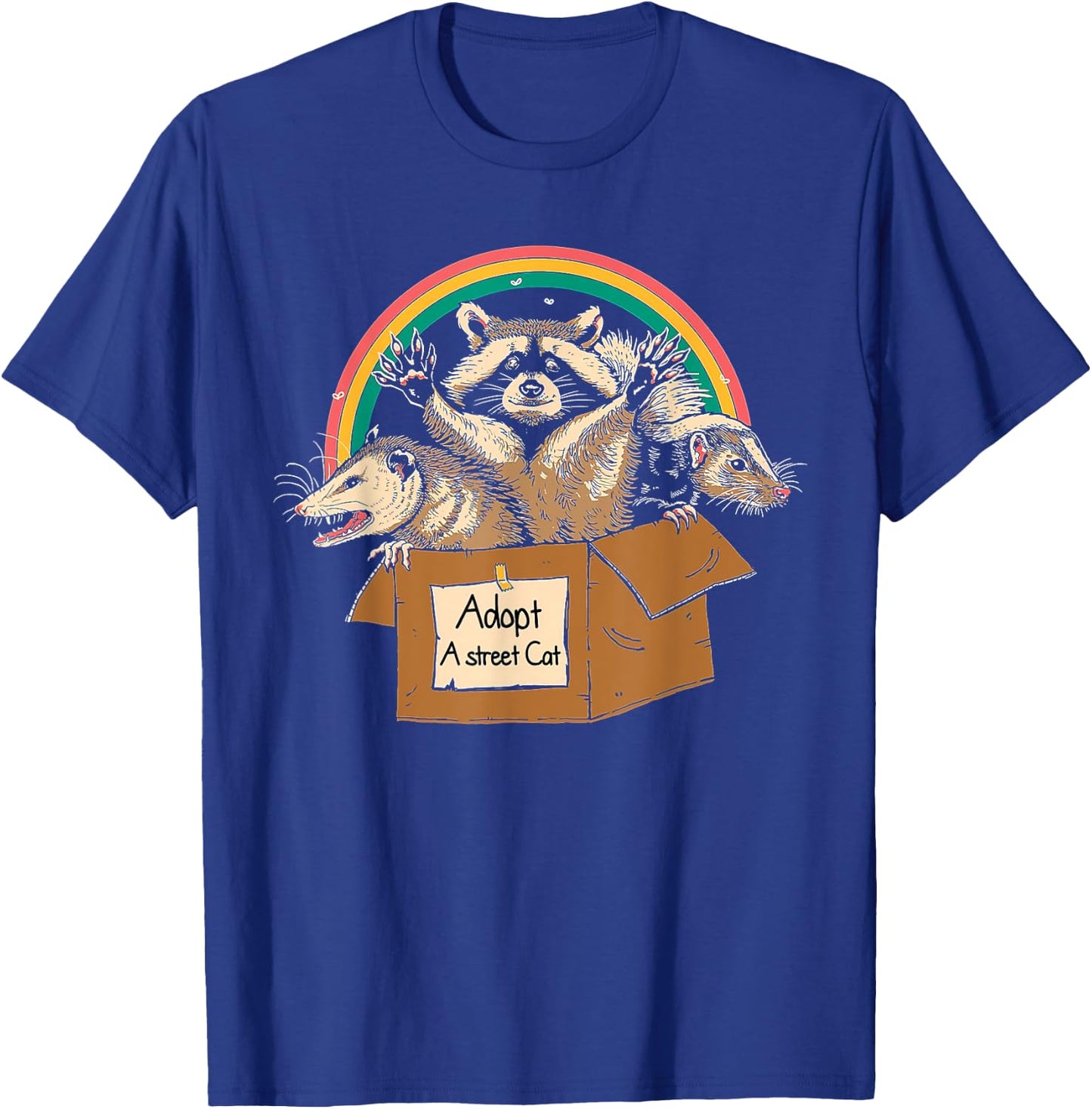 Vintage Adopt A Street Cat Shirt Funny Opossum Raccoon Skunk T-Shirt - T-Shirt | Royal