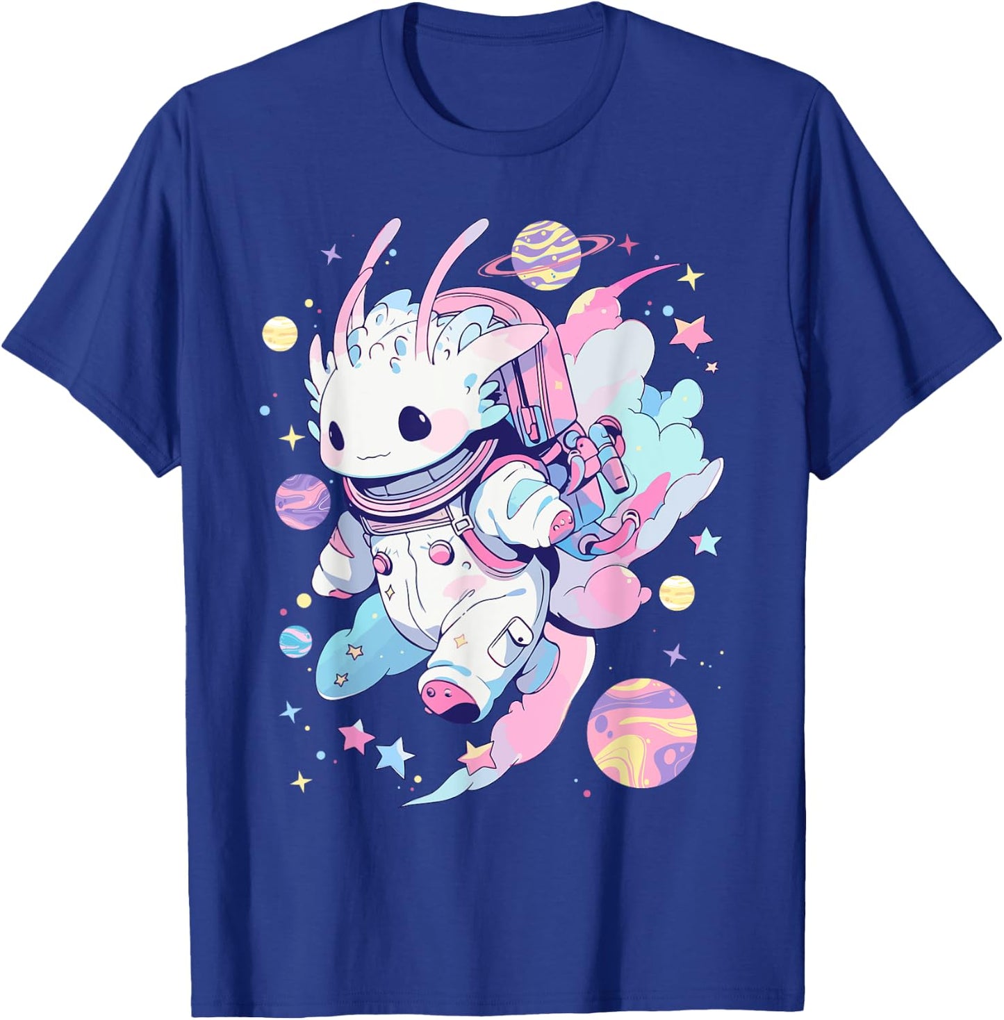 Cute Space Galaxy Axolotl Pastel Goth Aesthetic Nu Goth T-Shirt - T-Shirt | Royal