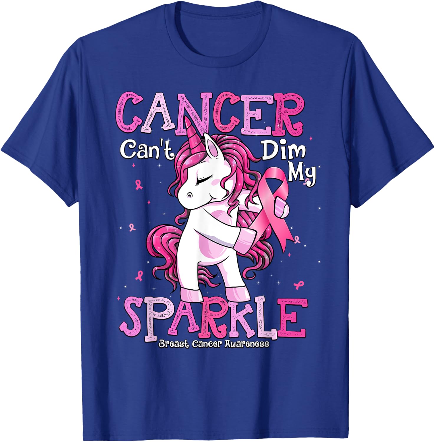 Breast Cancer Support Shirt Breast Cancer Awareness Unicorn T-Shirt - T-Shirt | Royal