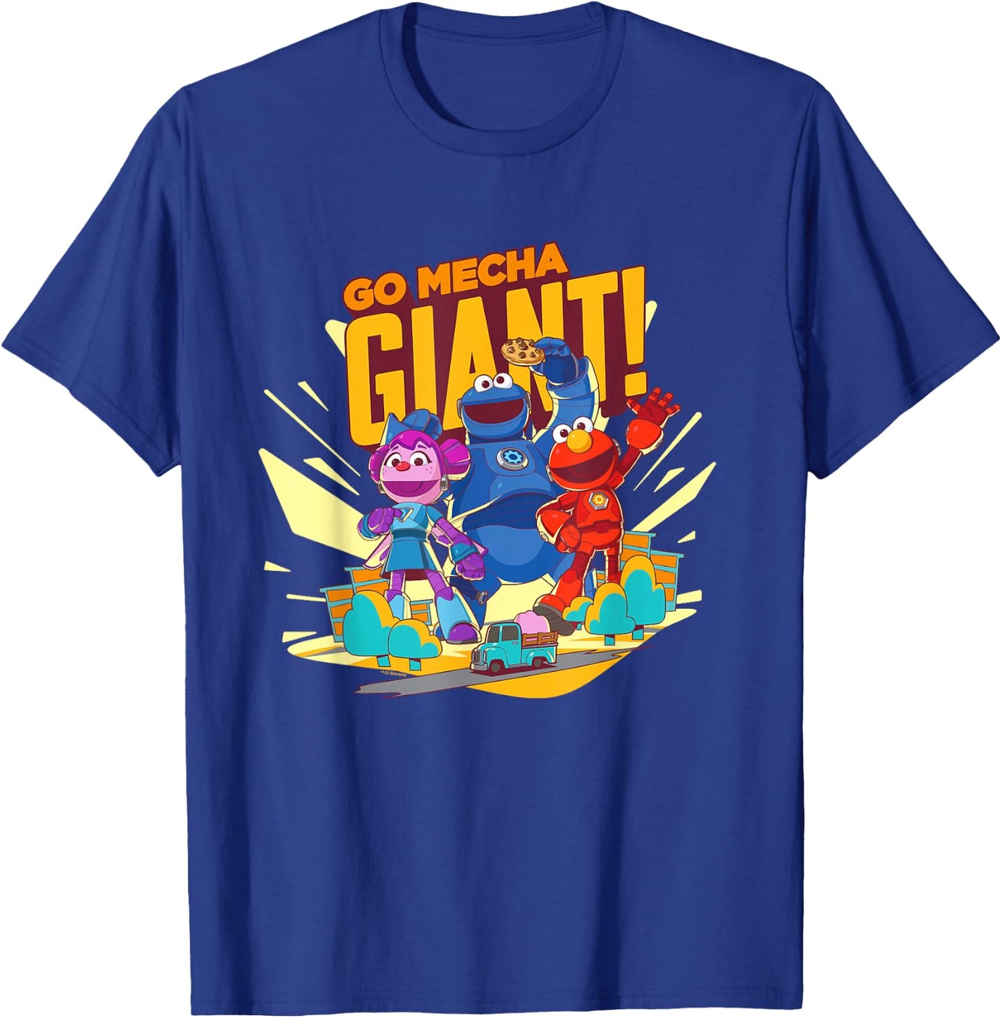 Sesame Street Mecha Builders Go Mecha Giant! Elmo, Cookie T-Shirt - T-Shirt | Royal
