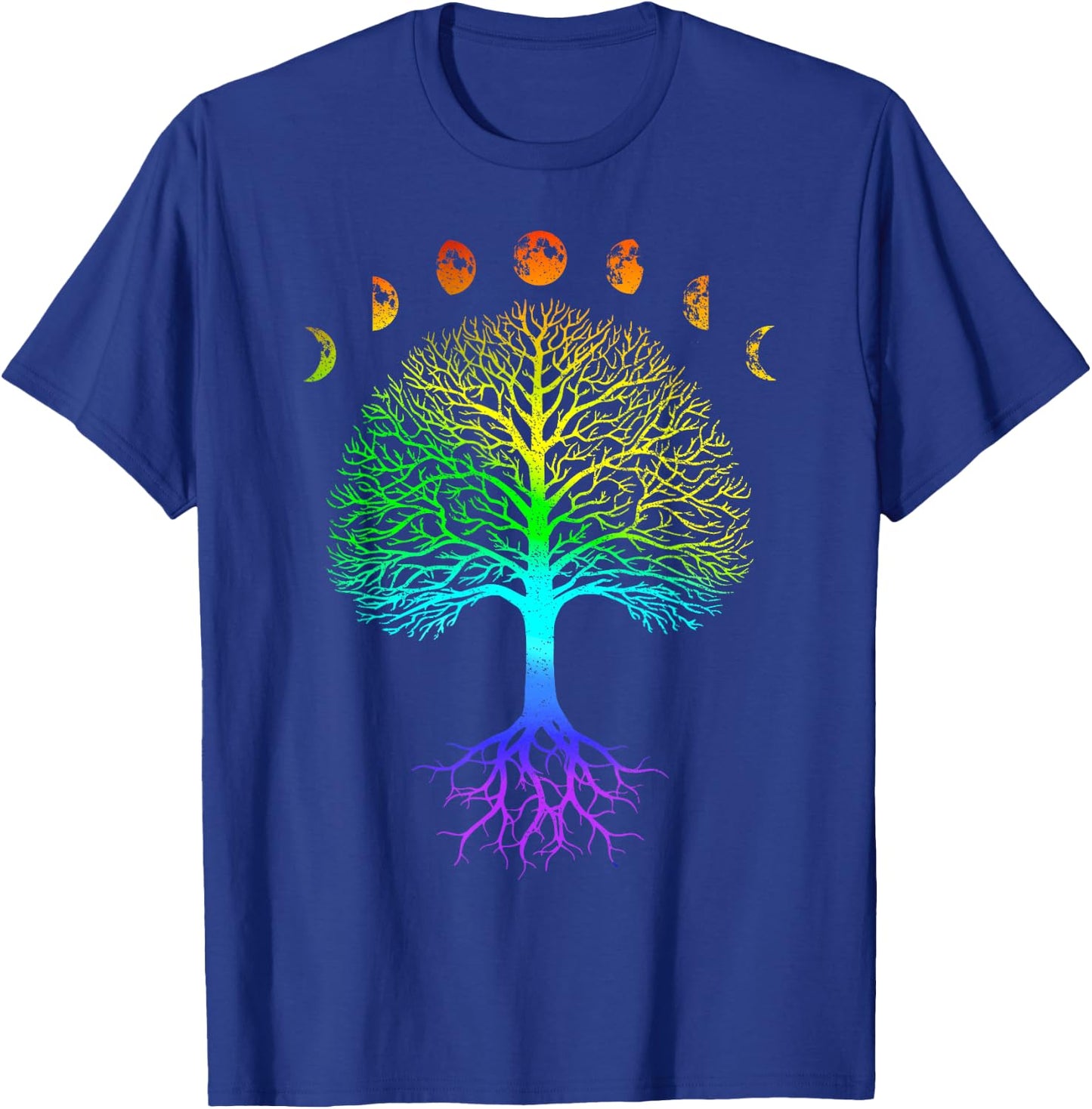 Tree of Life Phases of the Moon Vintage Retro Yoga Gift T-Shirt - T-Shirt | Royal